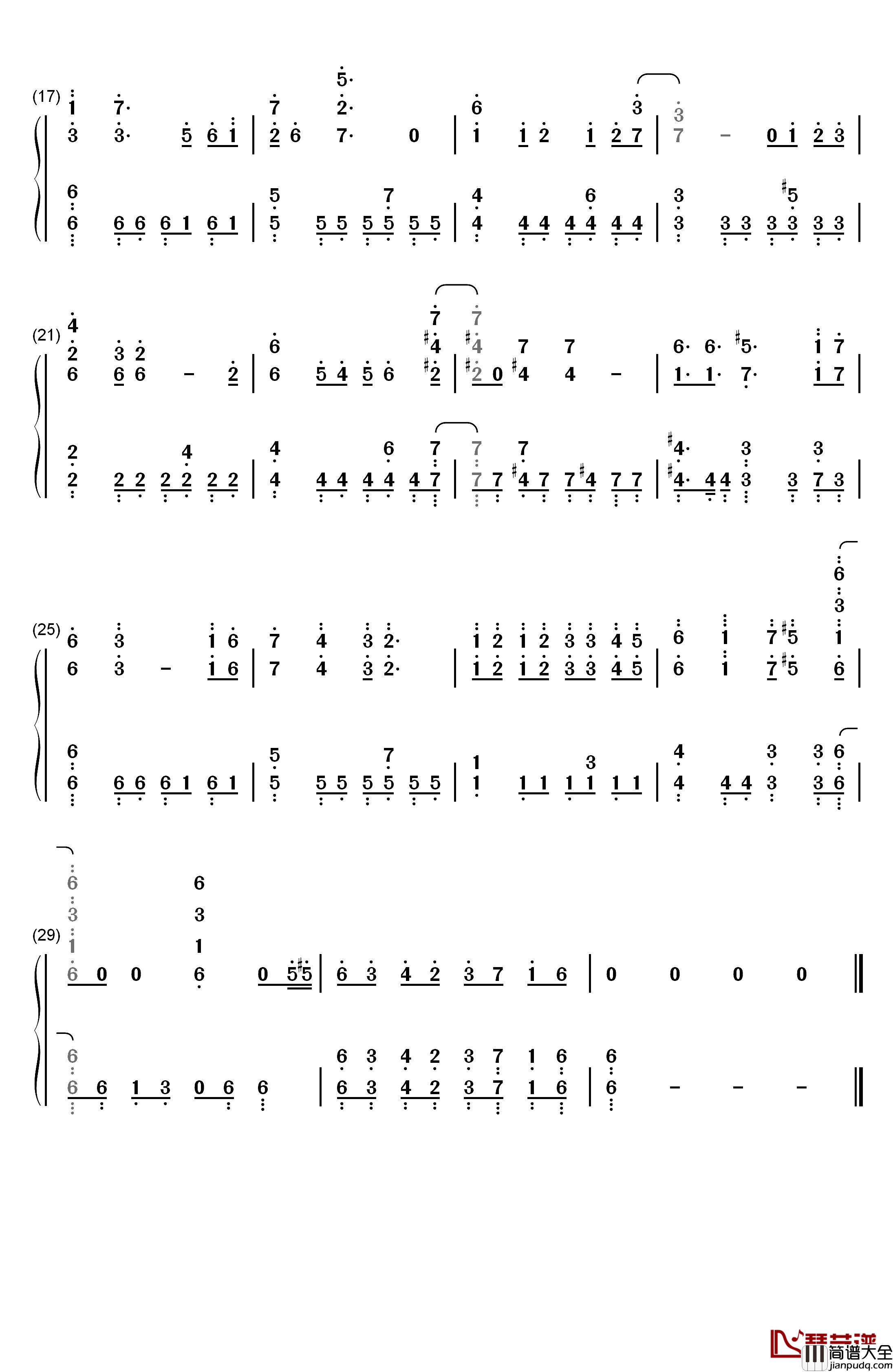 名侦探柯南主题曲钢琴简谱_数字双手_大野克夫