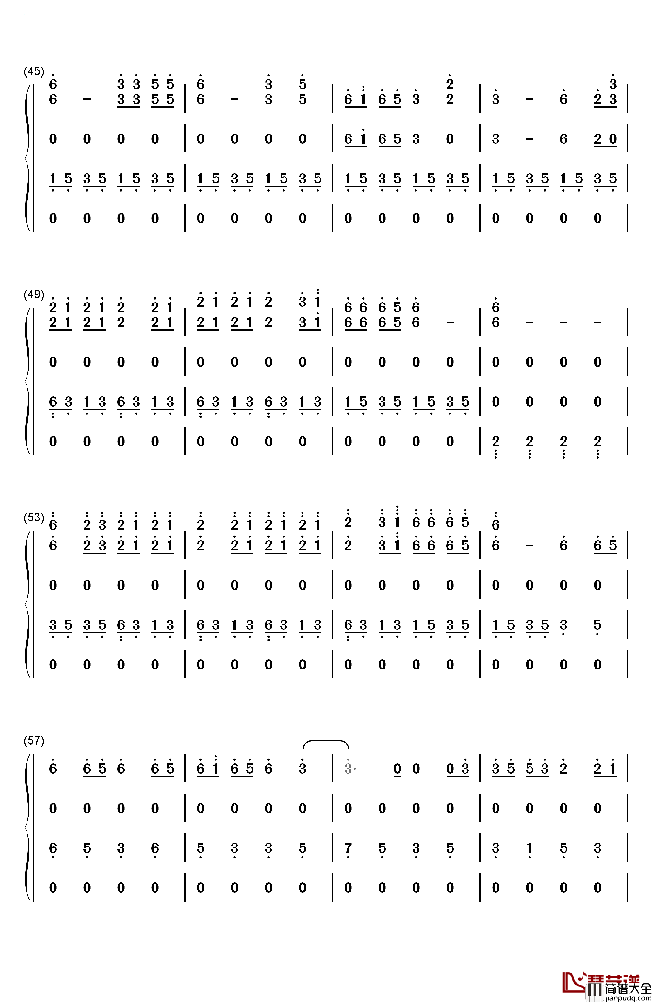 菠萝菠萝蜜钢琴简谱_数字双手_谢娜