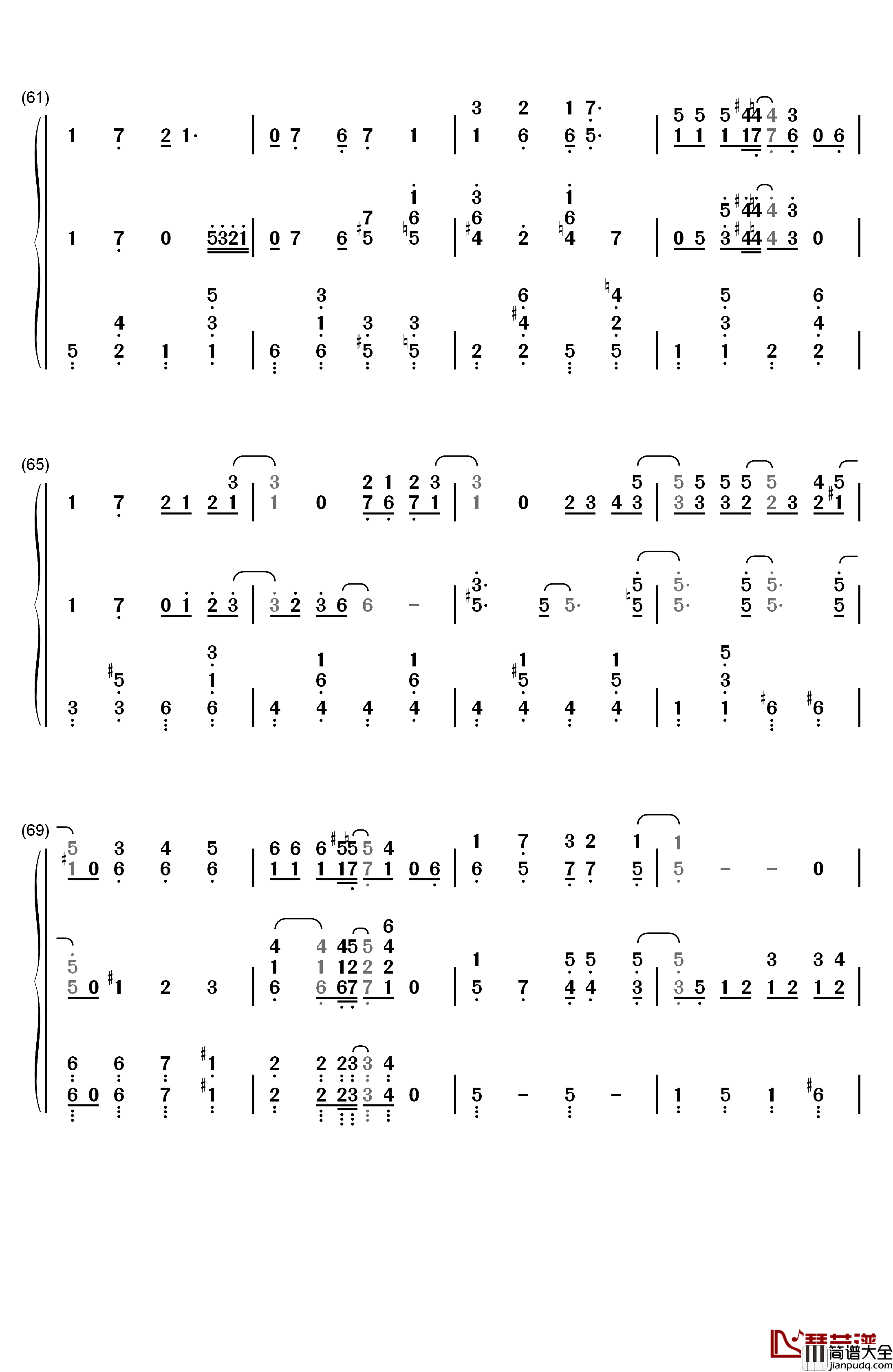 Thank_You_For_The_Music钢琴简谱_数字双手_ABBA