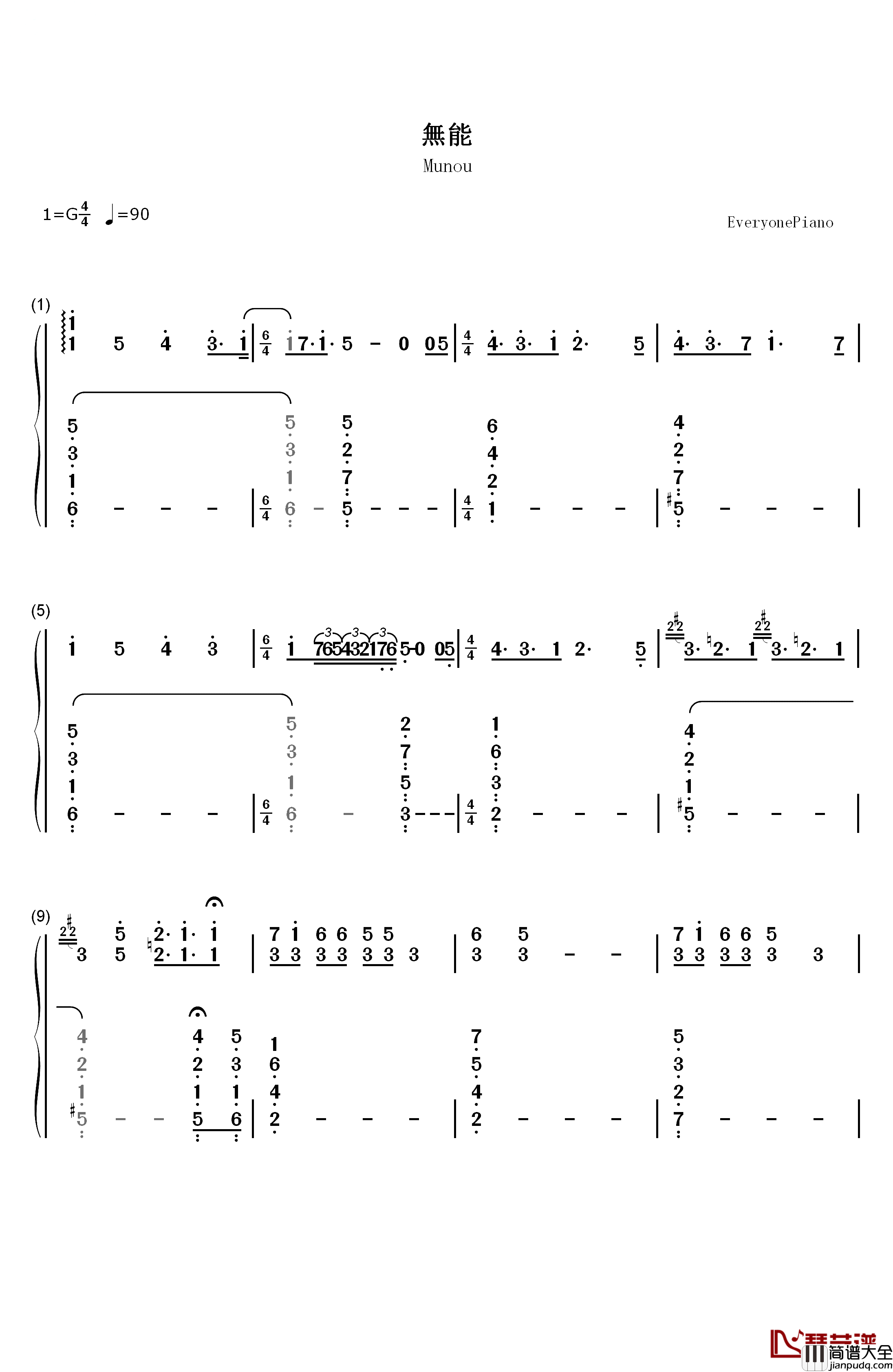 无能钢琴简谱_数字双手_Österreich