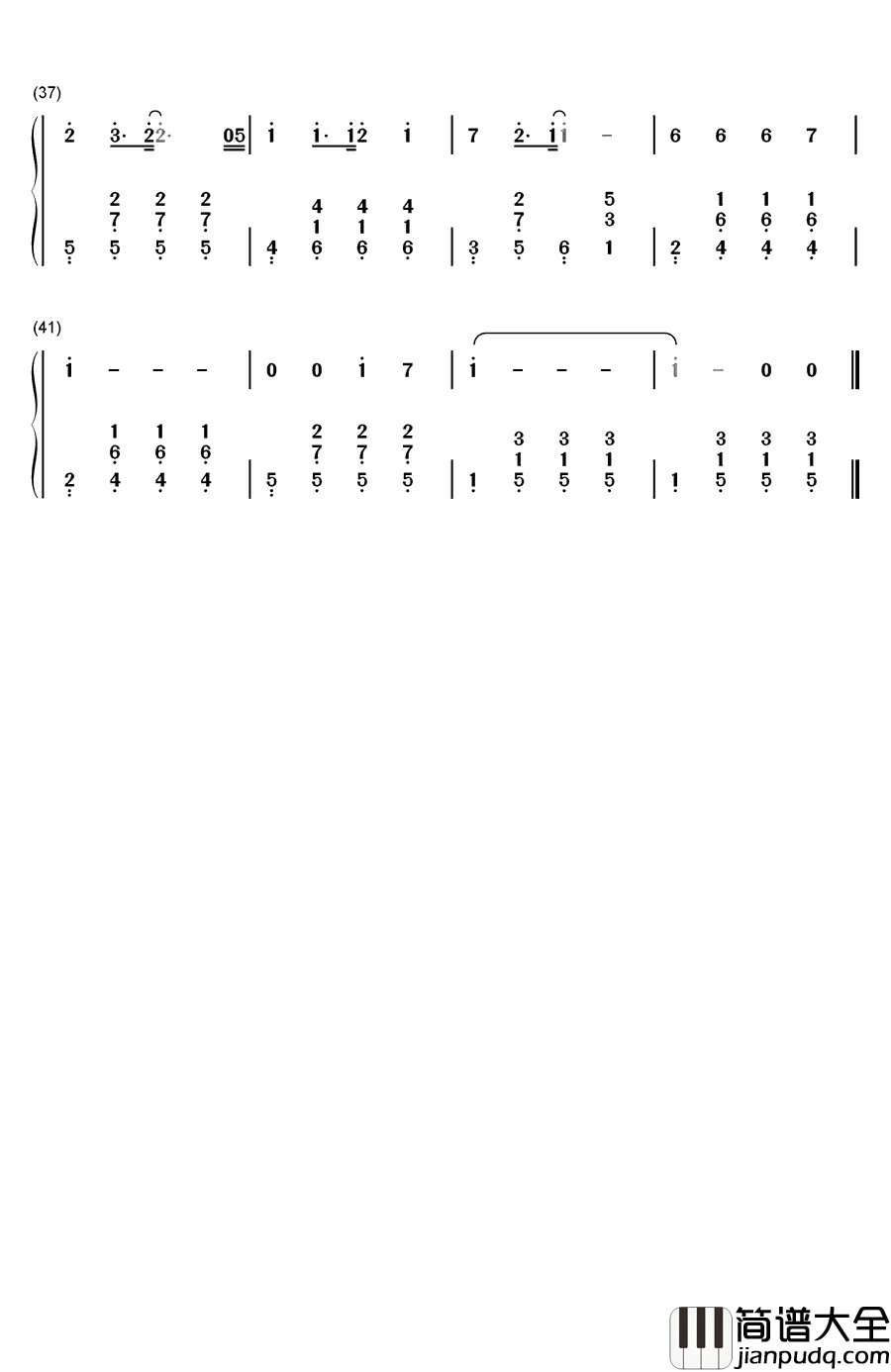 左手右手钢琴简谱_数字双手_杨沛宜