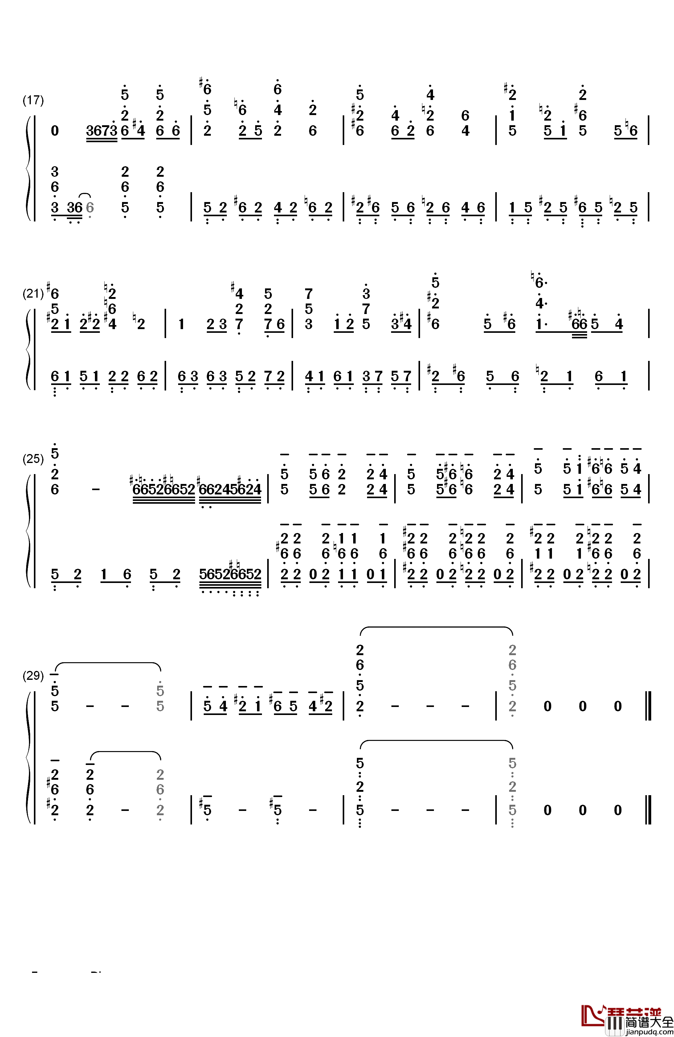 綠の風钢琴简谱_数字双手_日本ACG