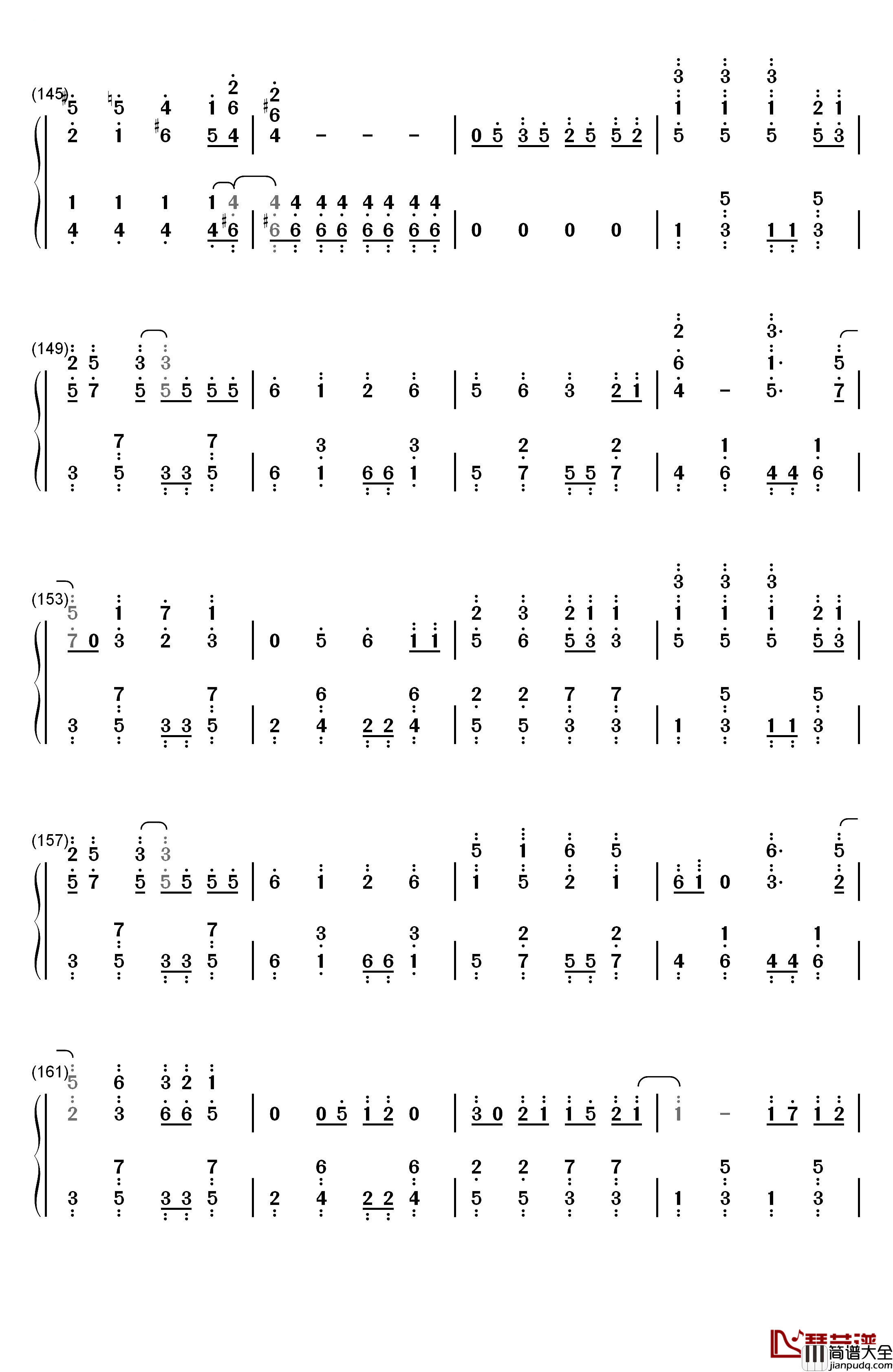 想像フォレスト钢琴简谱_数字双手_IA