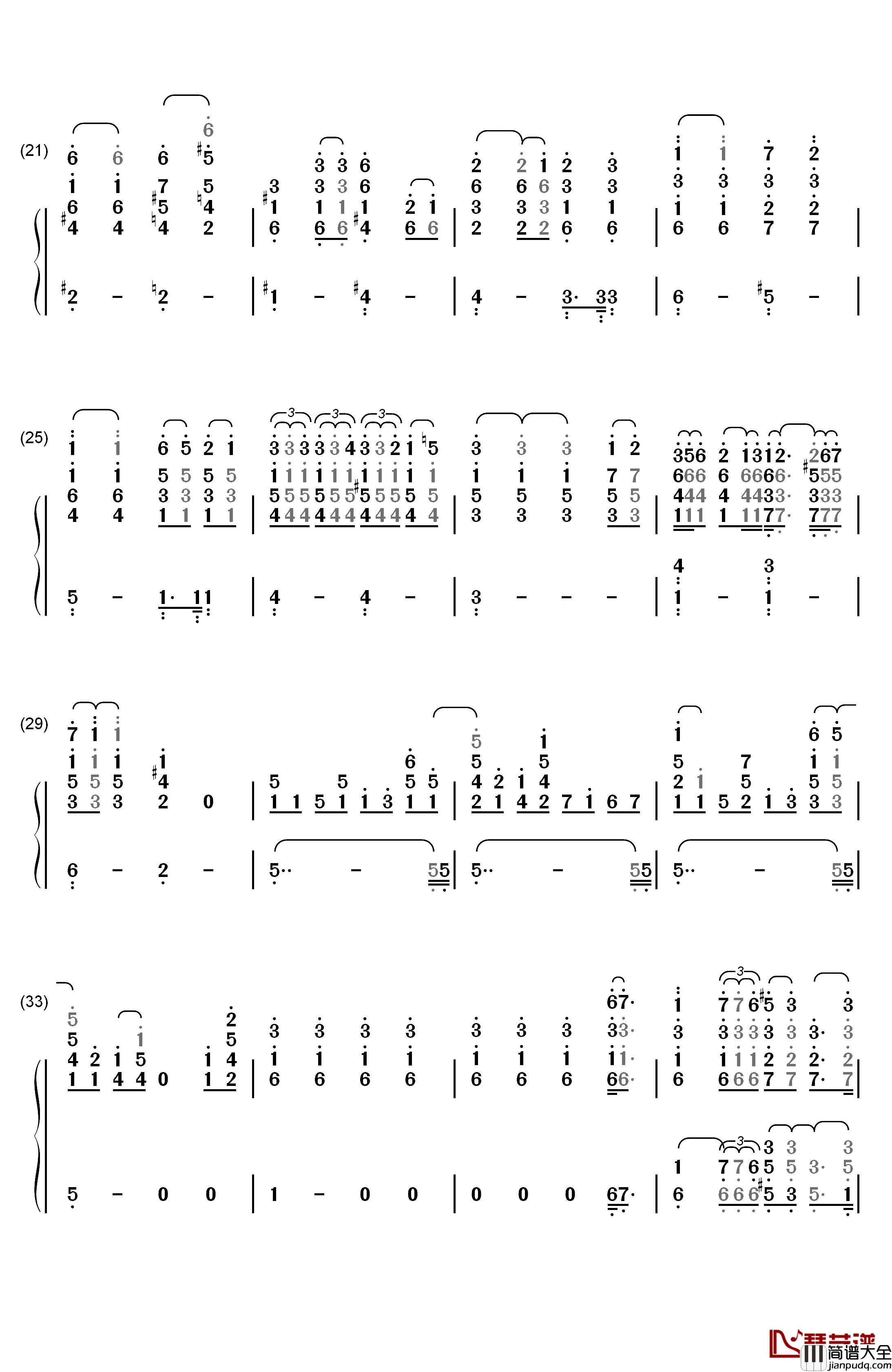 Gravity钢琴简谱_数字双手_坂本真绫