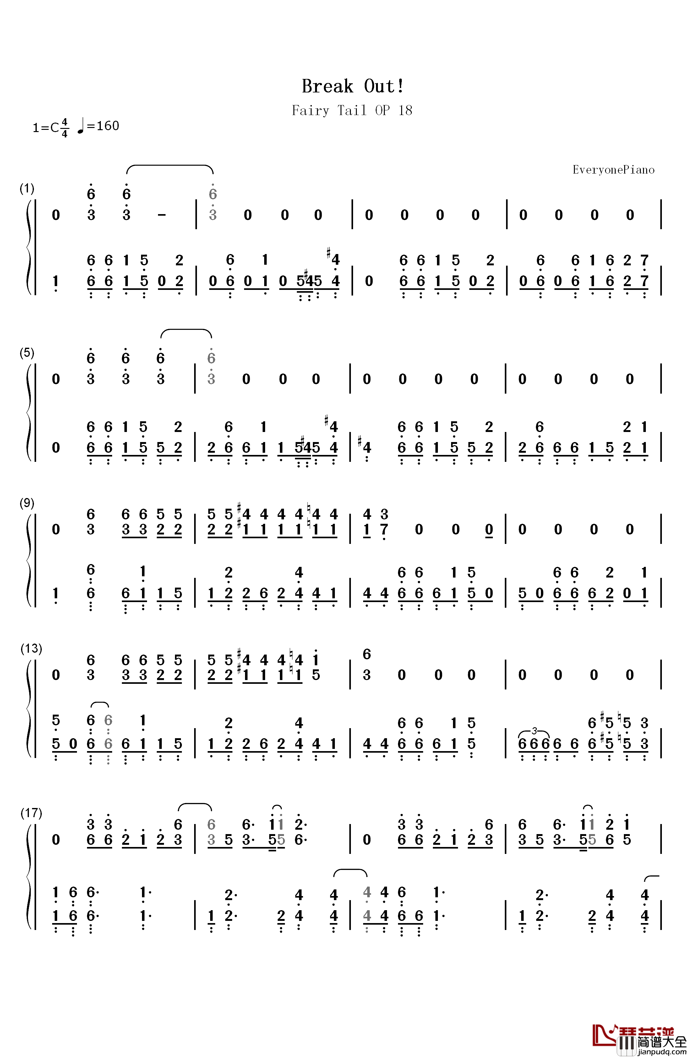 Break_Out钢琴简谱_数字双手_V6