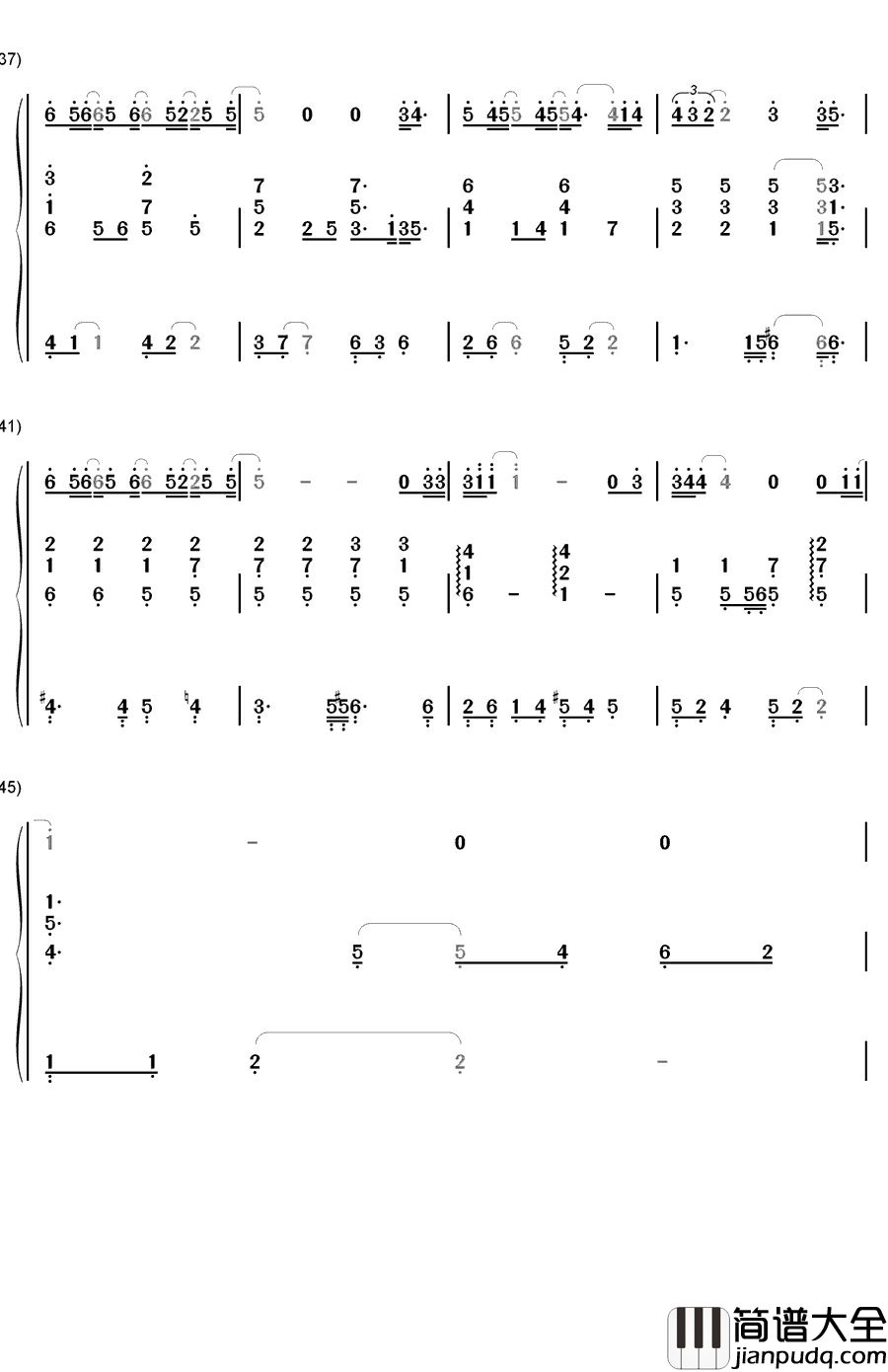 呜咽钢琴简谱_数字双手_郑秀晶