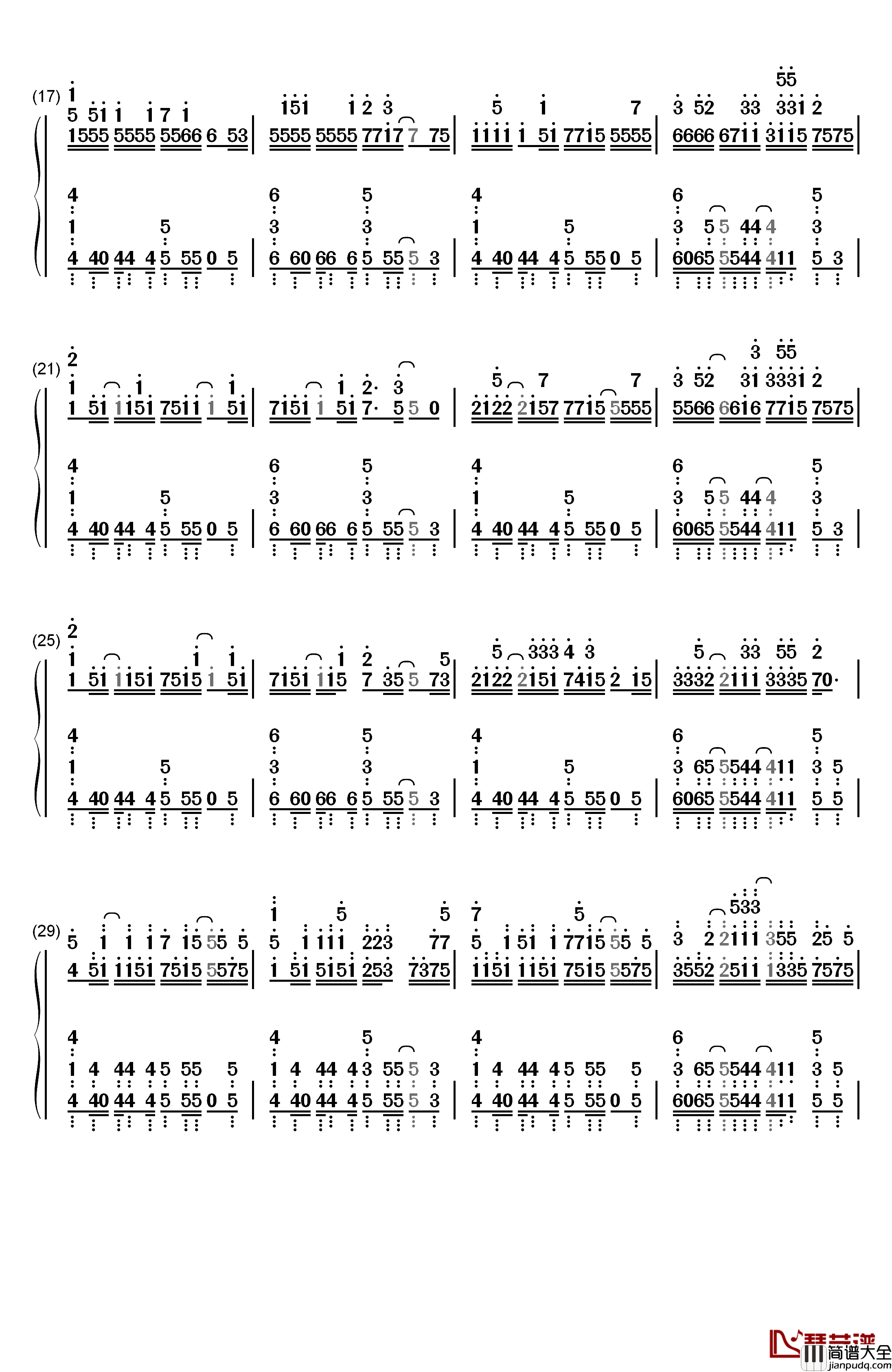 ふわふわ♪钢琴简谱_数字双手_牧野由依