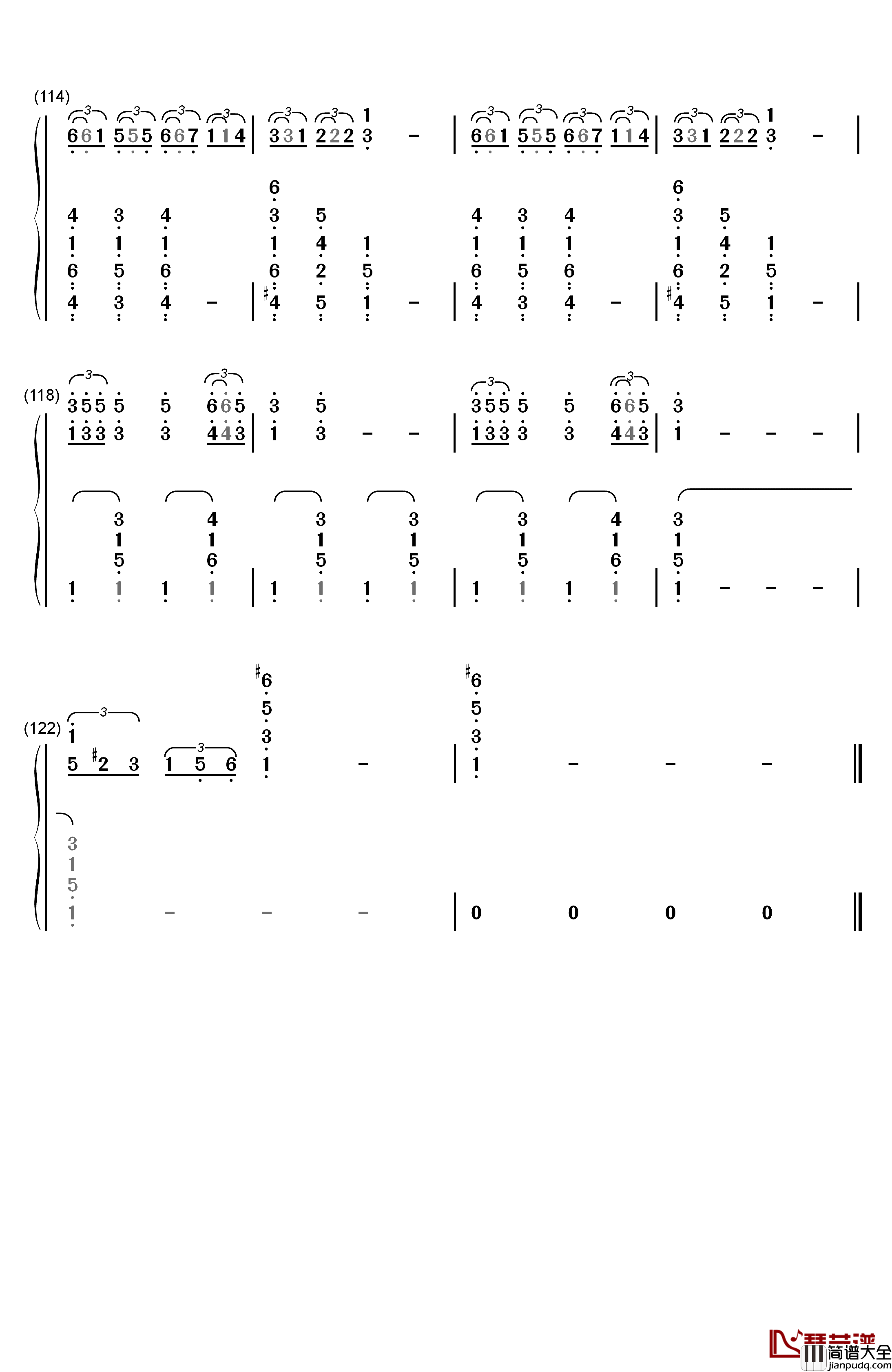 宾克斯的美酒钢琴简谱_数字双手_田中公平