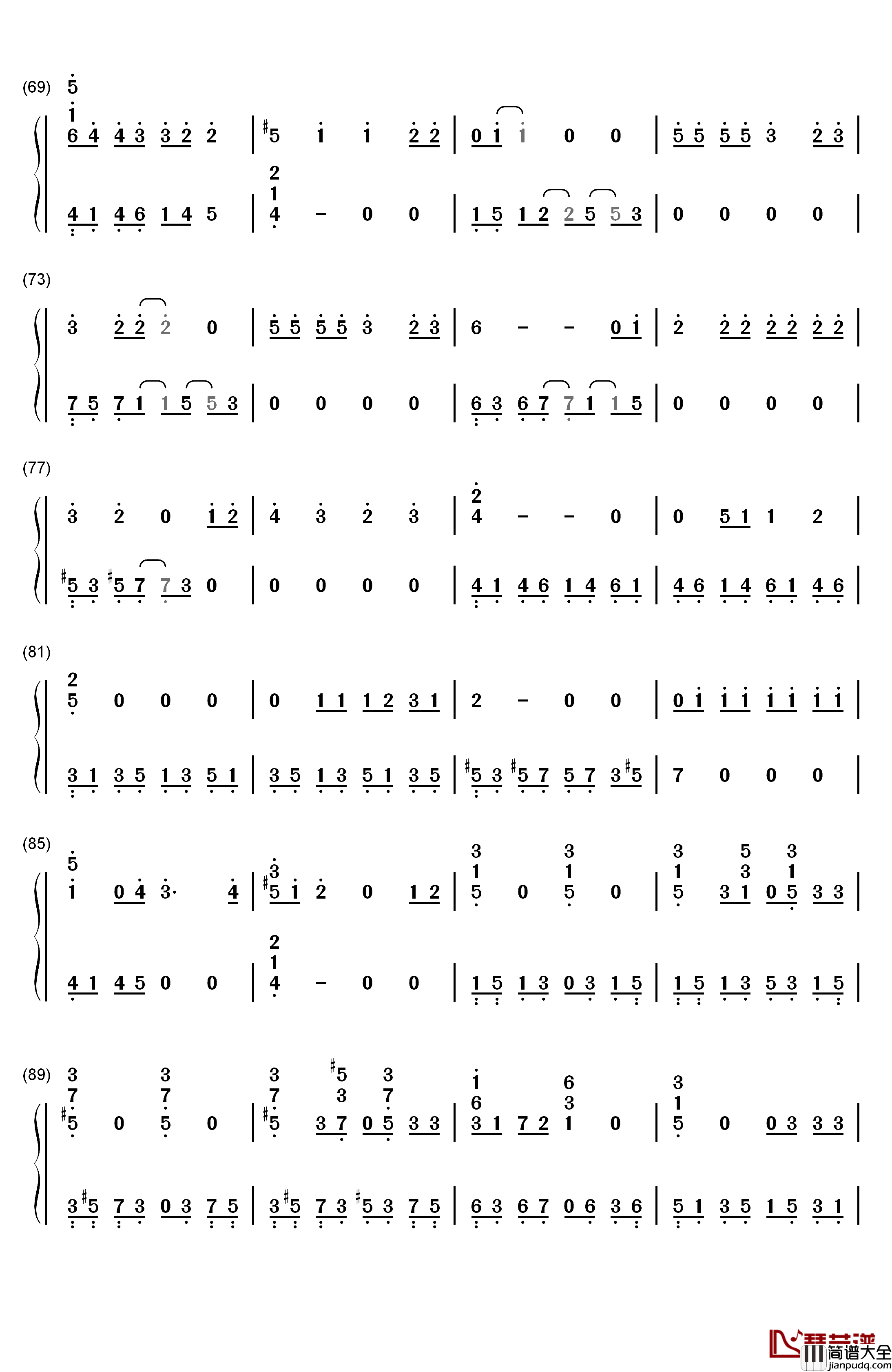 眼鼻嘴钢琴简谱_数字双手_Taeyang