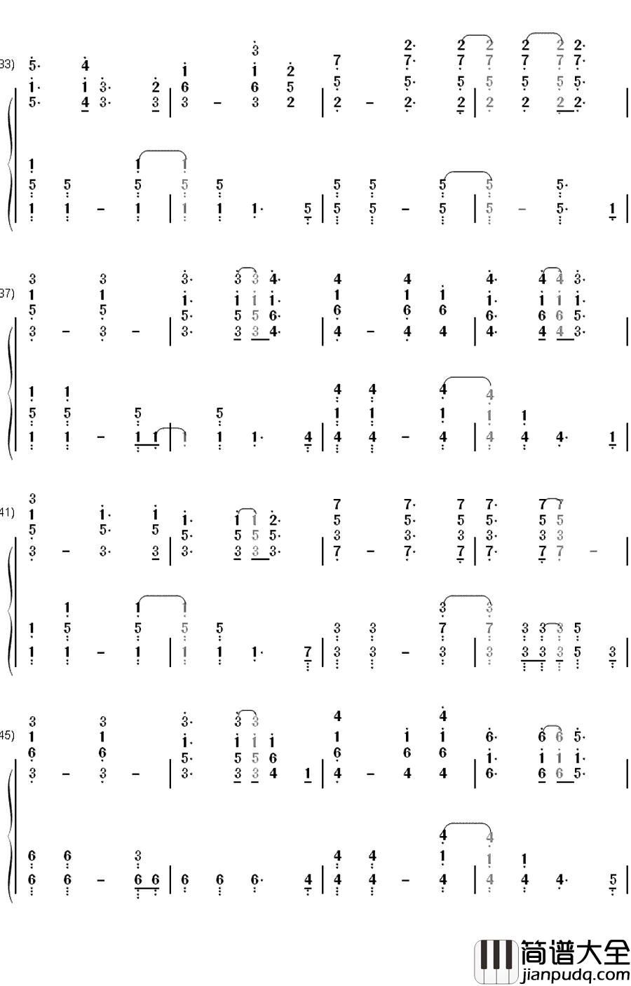 Fix_You钢琴简谱_数字双手_Coldplay