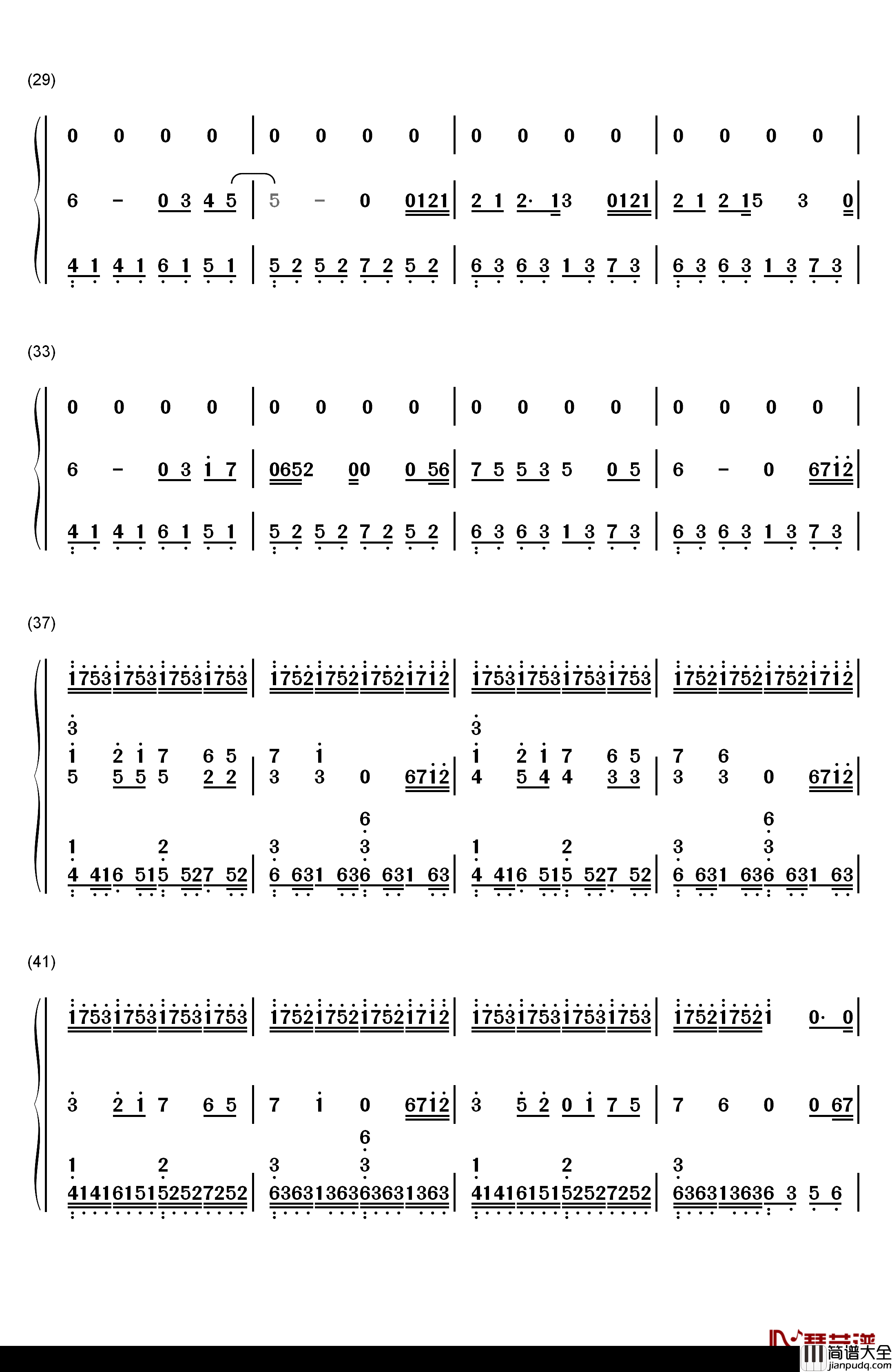 不朽钢琴简谱_数字双手_音频怪物