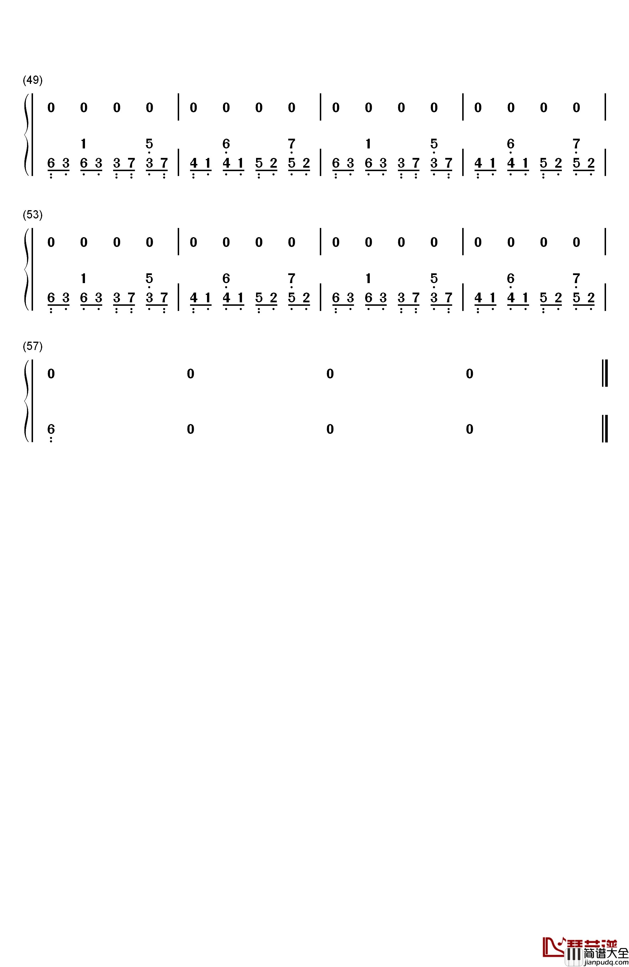 出山钢琴简谱_数字双手_花粥_胜娚