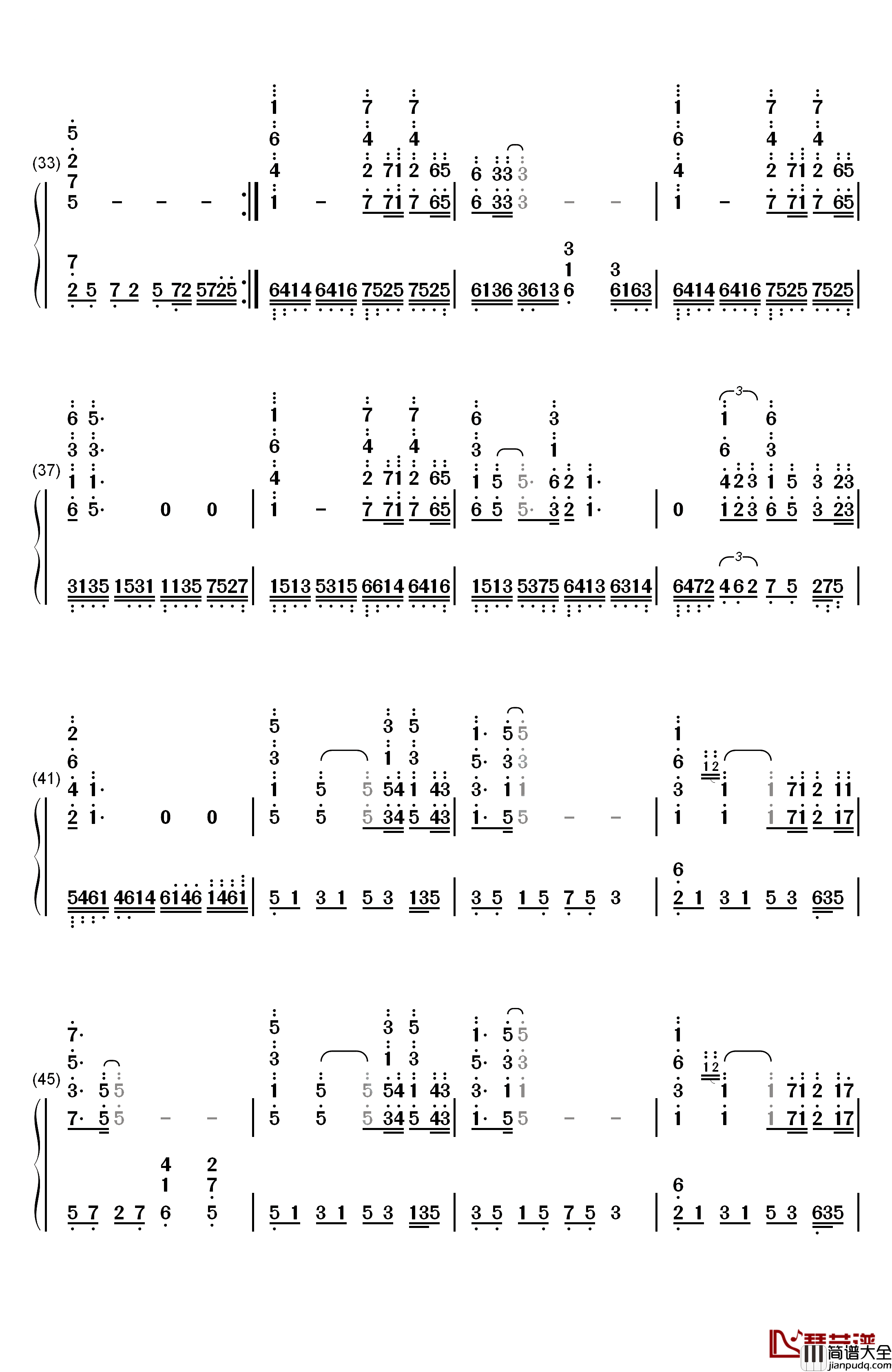 想你的365天钢琴简谱_数字双手_李玟