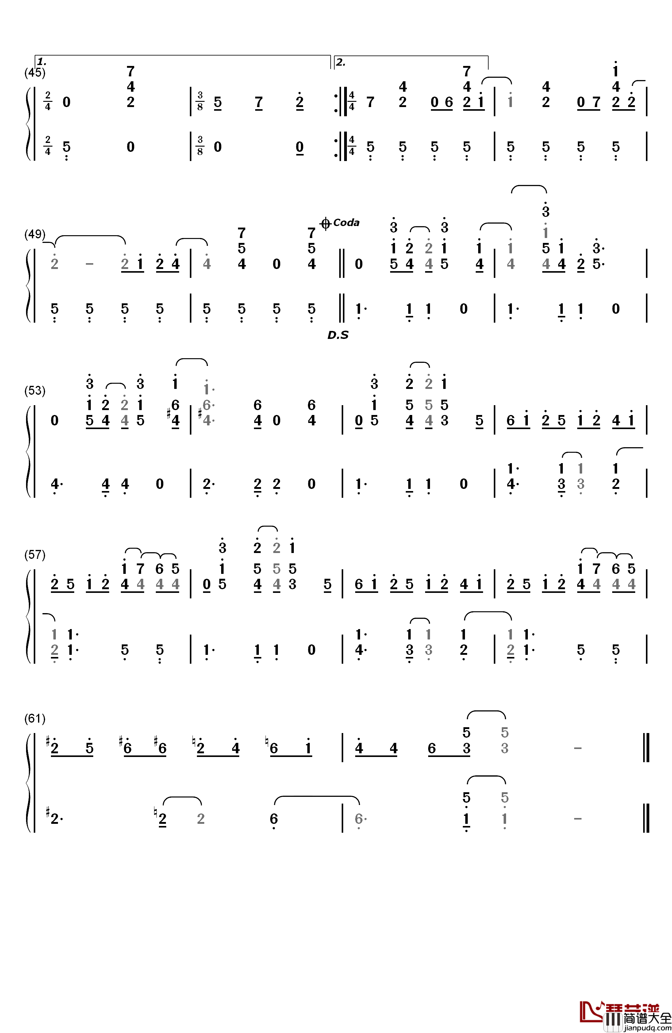 Here_Comes_the_Sun钢琴简谱_数字双手_The_Beatles