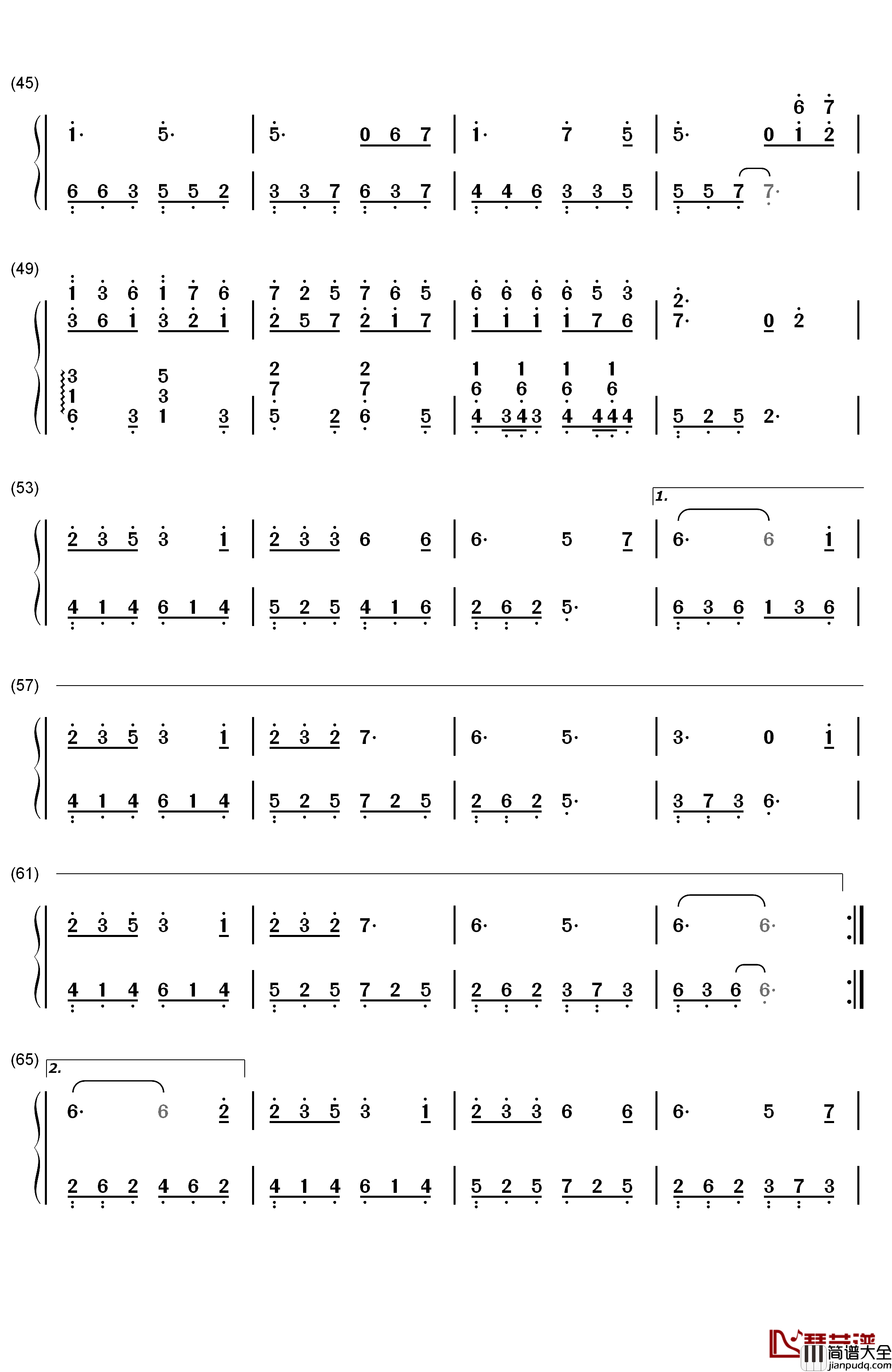 不可说钢琴简谱_数字双手_霍建华__赵丽颖