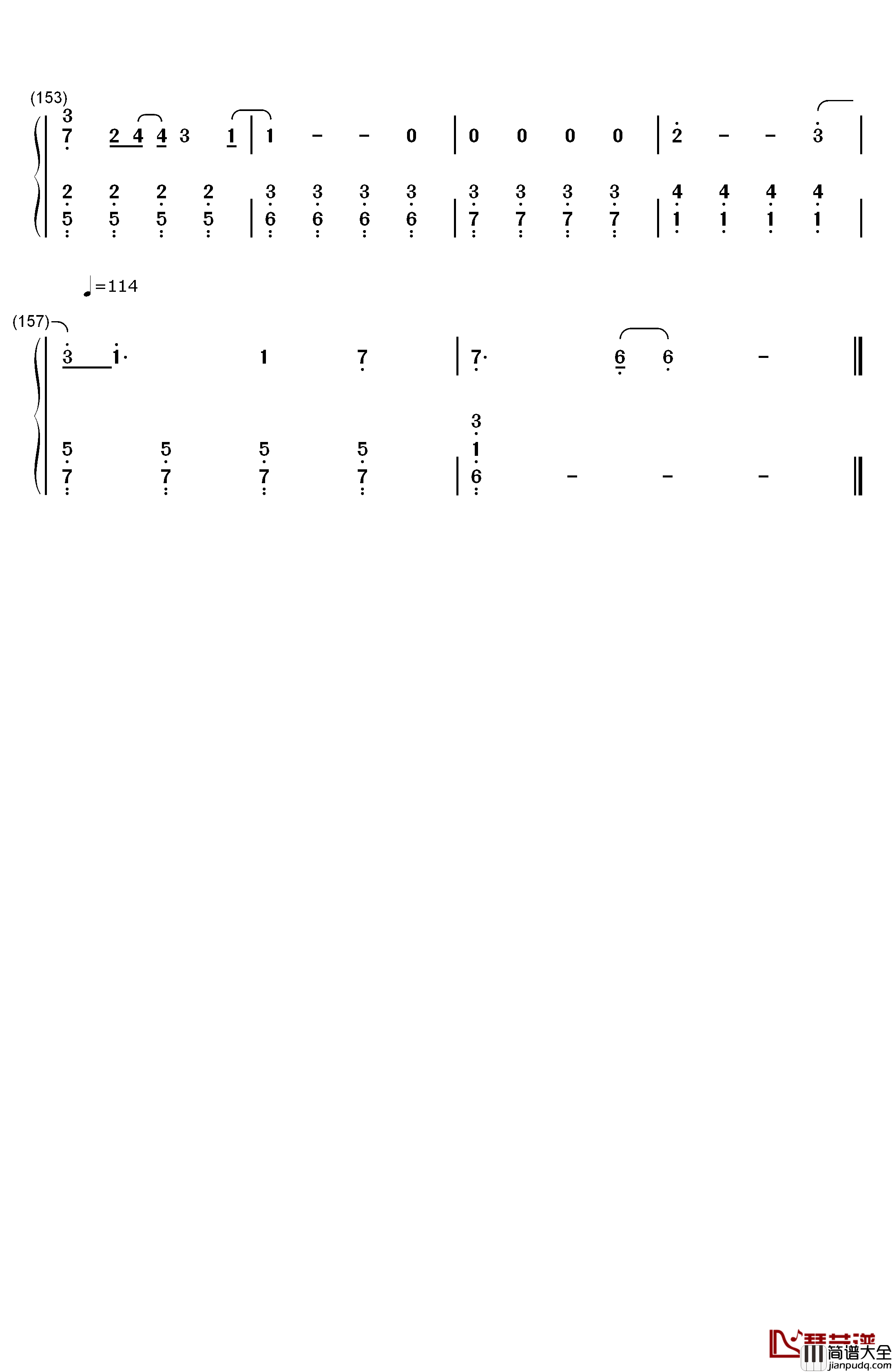 Glamorous_Sky钢琴简谱_数字双手_中岛美嘉