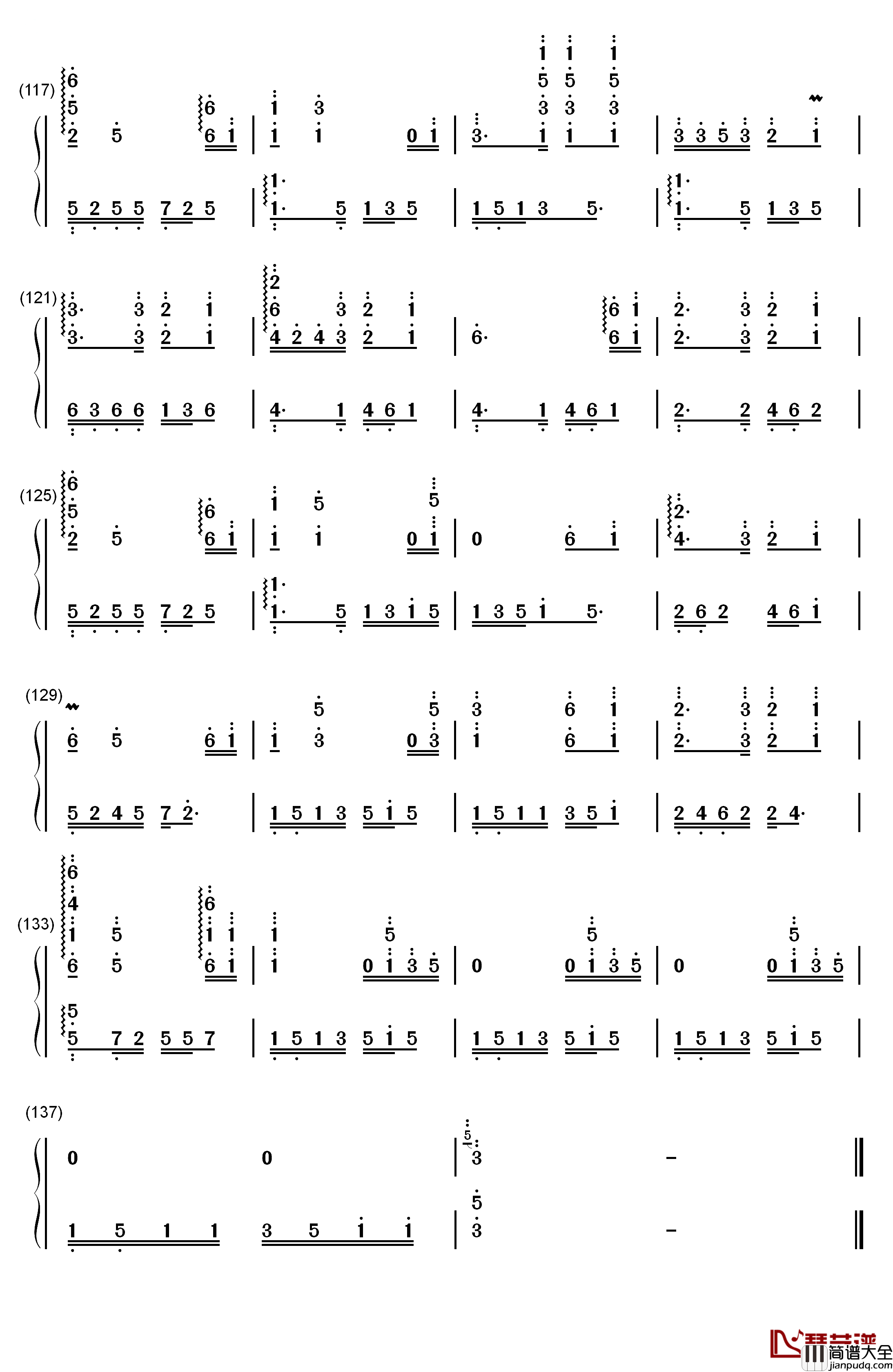 500_Miles钢琴简谱_数字双手_陈占美