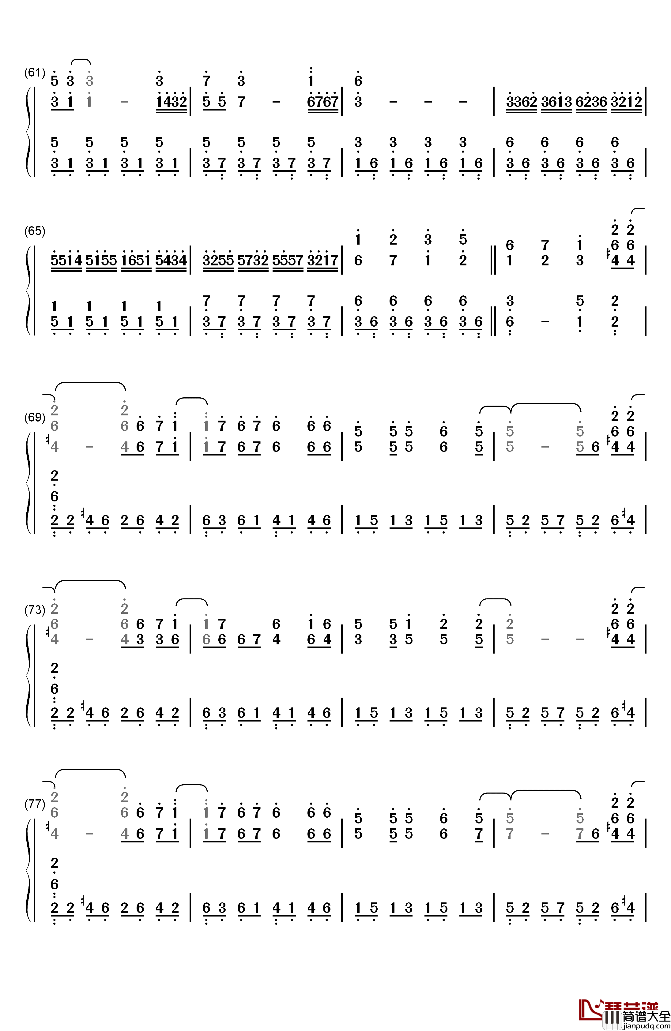 He_Is钢琴简谱_数字双手_Ghost