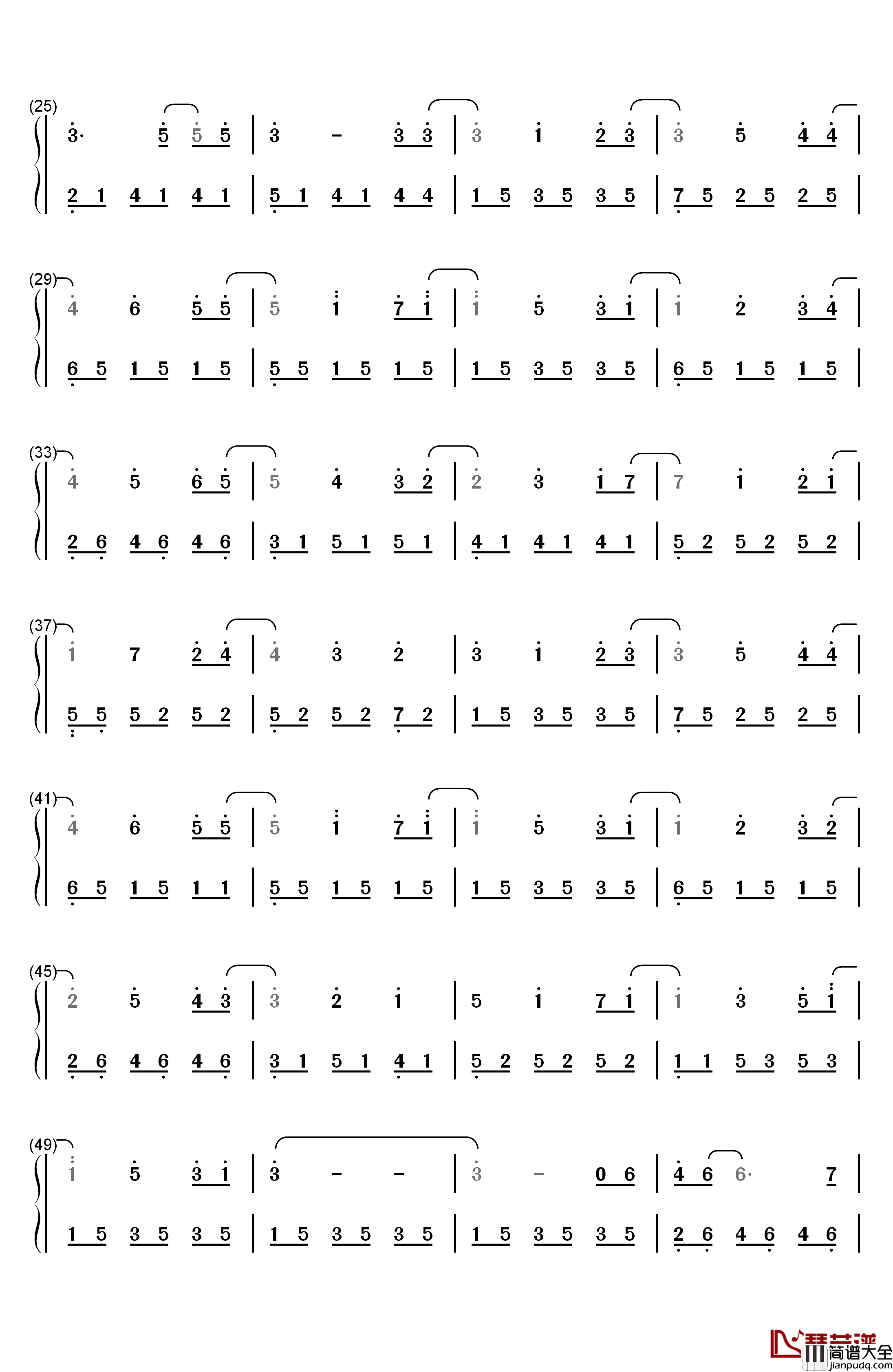 Joy钢琴简谱_数字双手_乔治·温斯顿