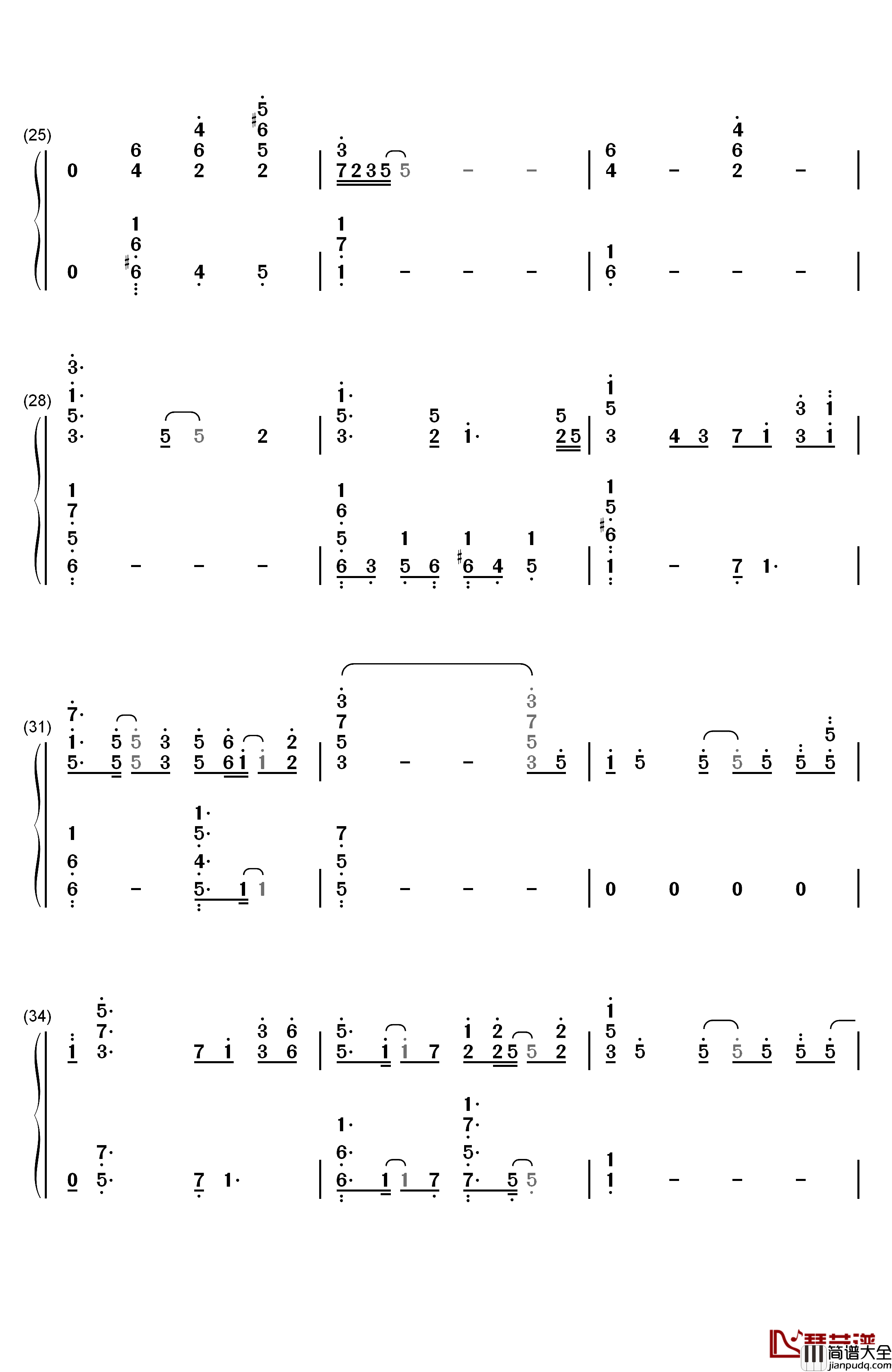 手つかずの感情钢琴简谱_数字双手_中山真斗