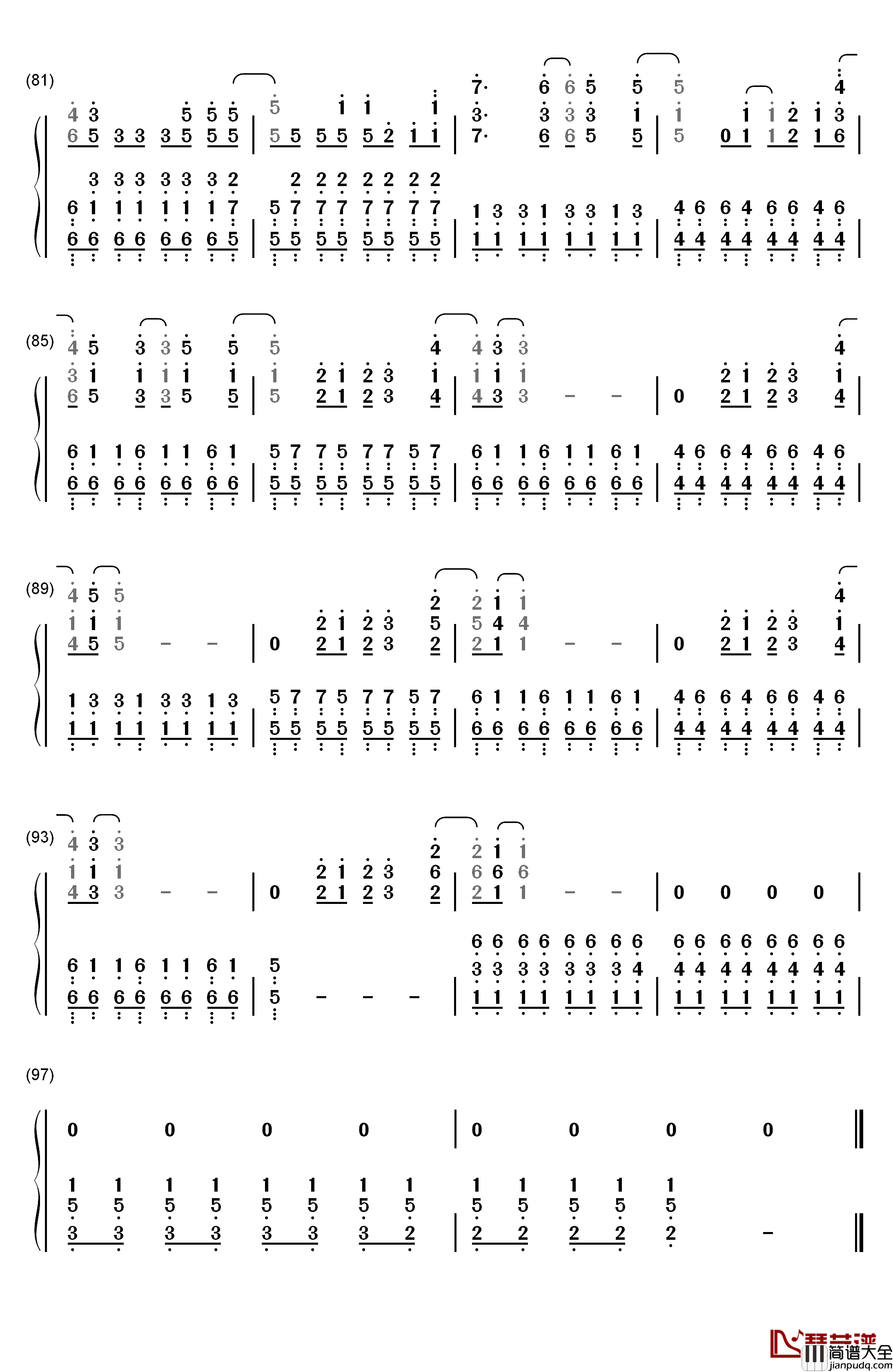 Skyscraper钢琴简谱_数字双手_Demi_Lovato