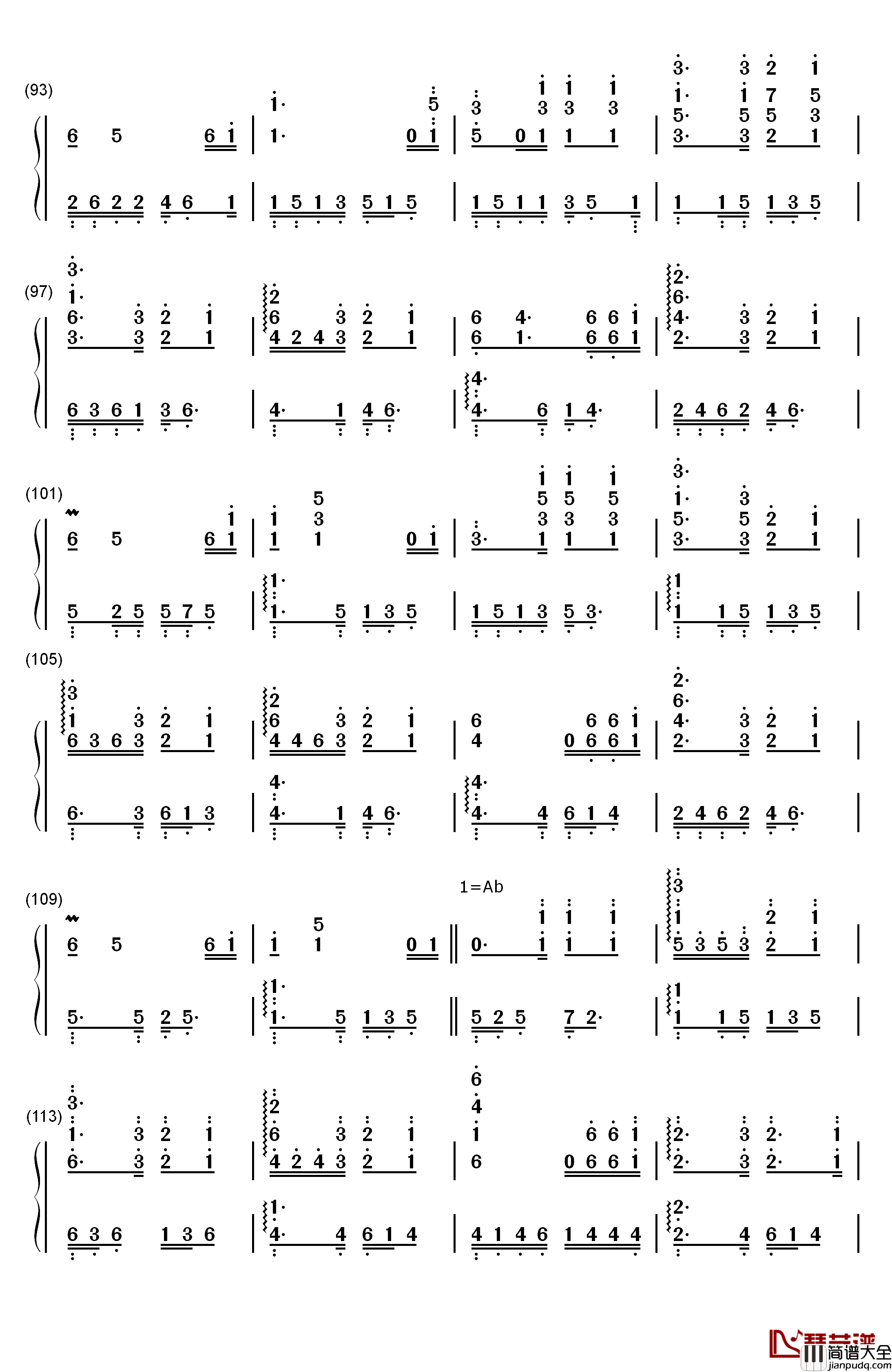 500_Miles钢琴简谱_数字双手_陈占美