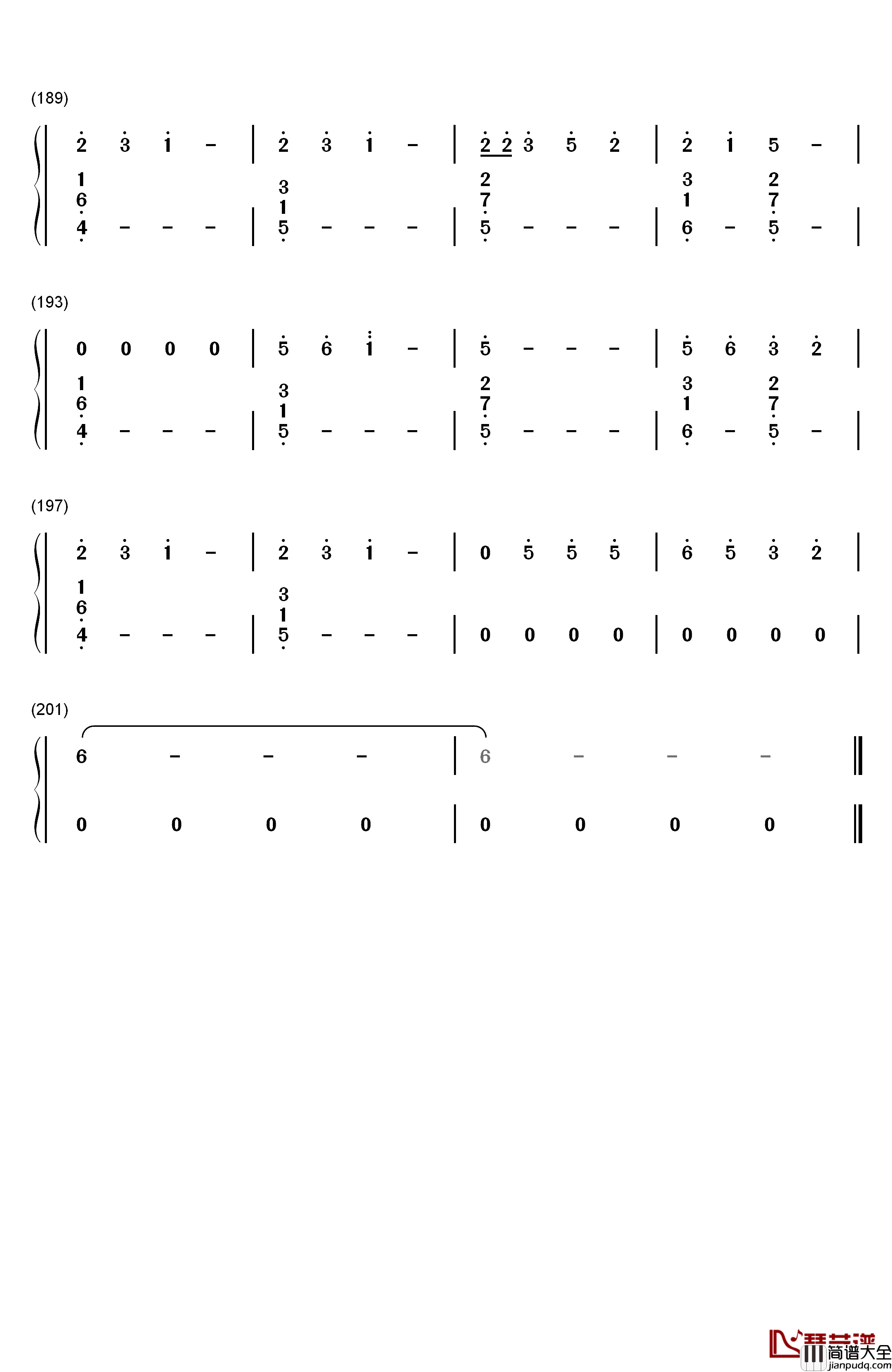 Final_Song钢琴简谱_数字双手_MO