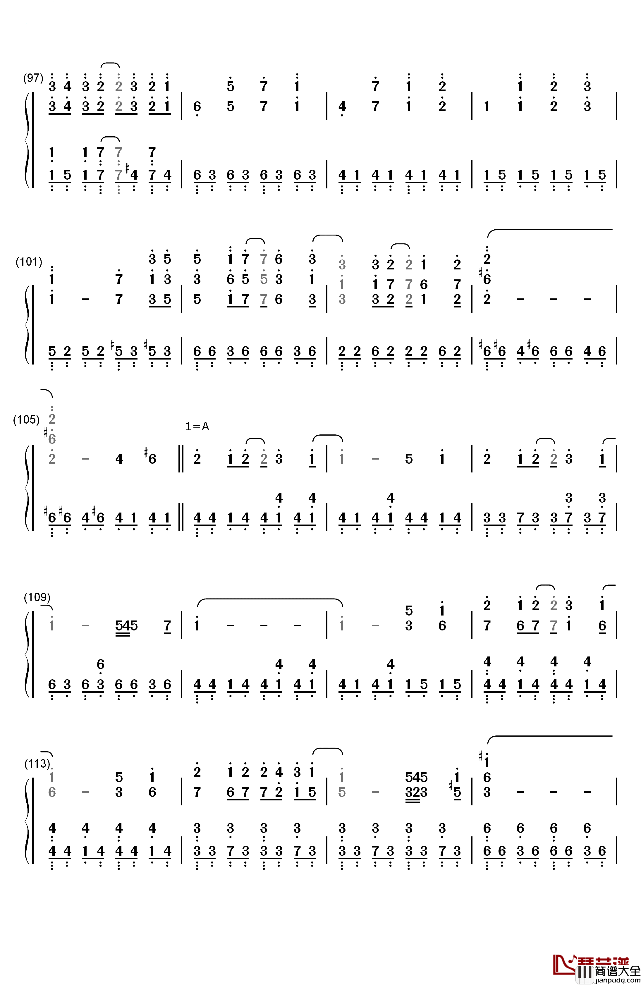 終わりの世界から钢琴简谱_数字双手_麻枝准__やなぎなぎ