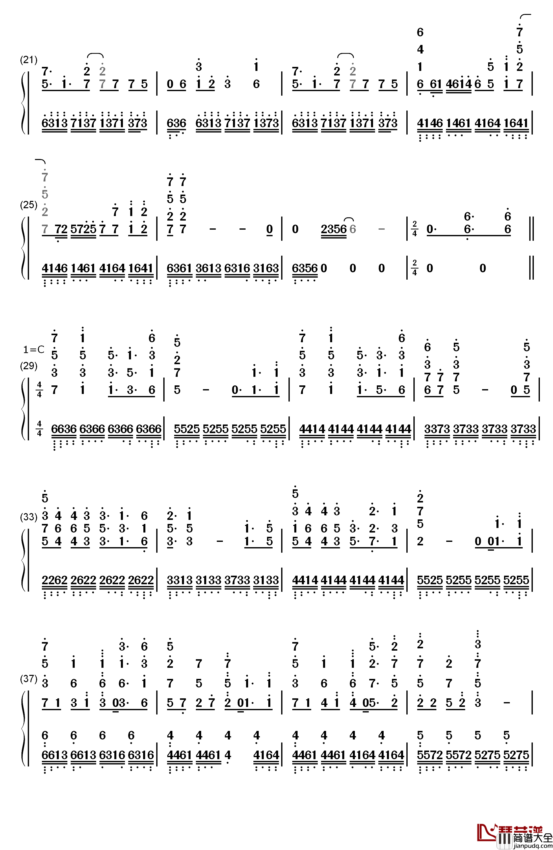 Bios钢琴简谱_数字双手_泽野弘之