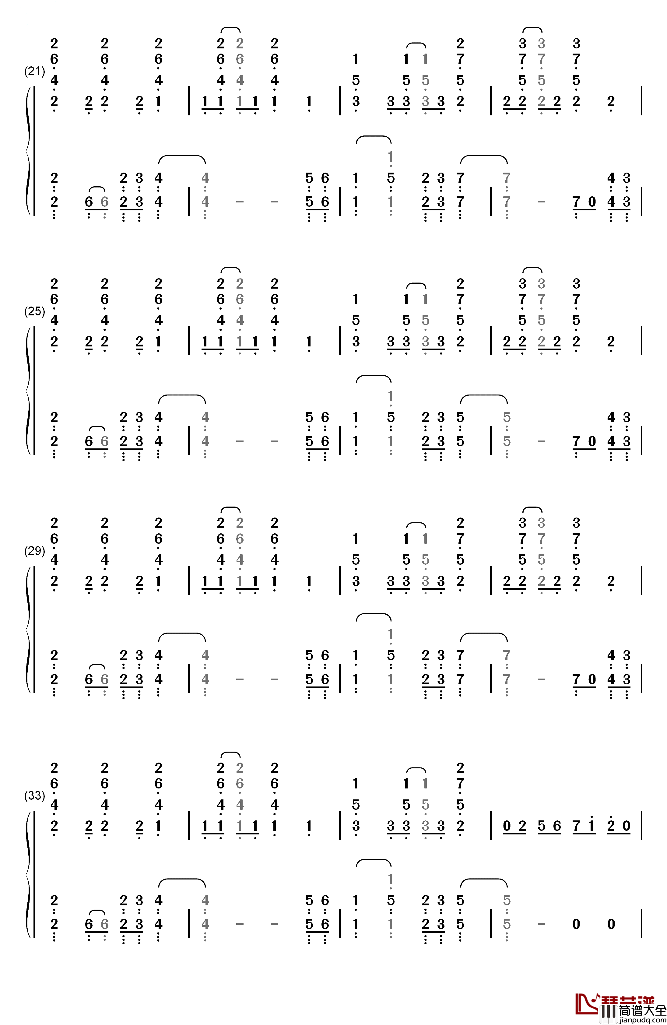 Paradise钢琴简谱_数字双手_Coldplay