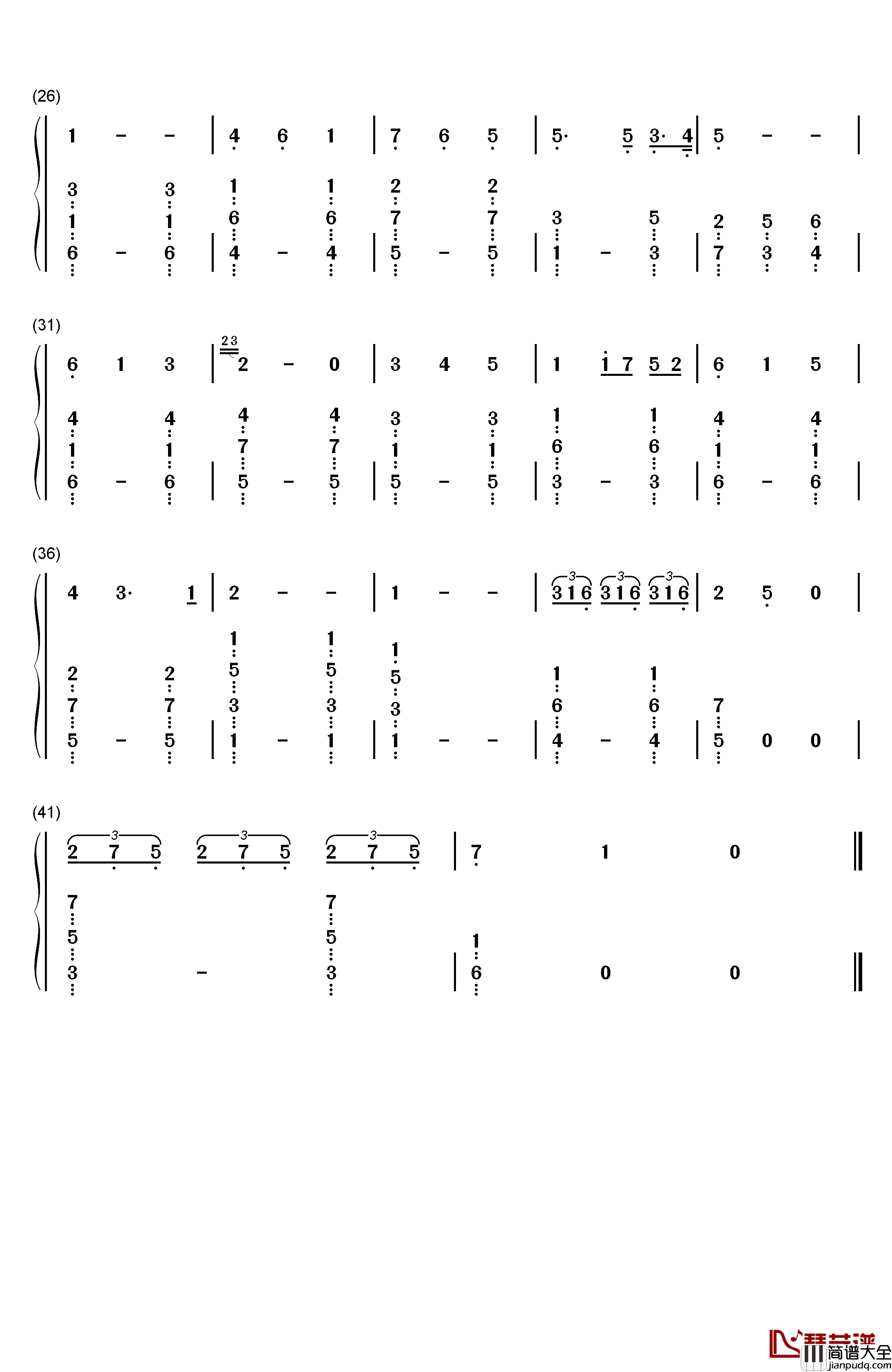 爱的华尔兹钢琴简谱_数字双手_郑爽_俞灏明