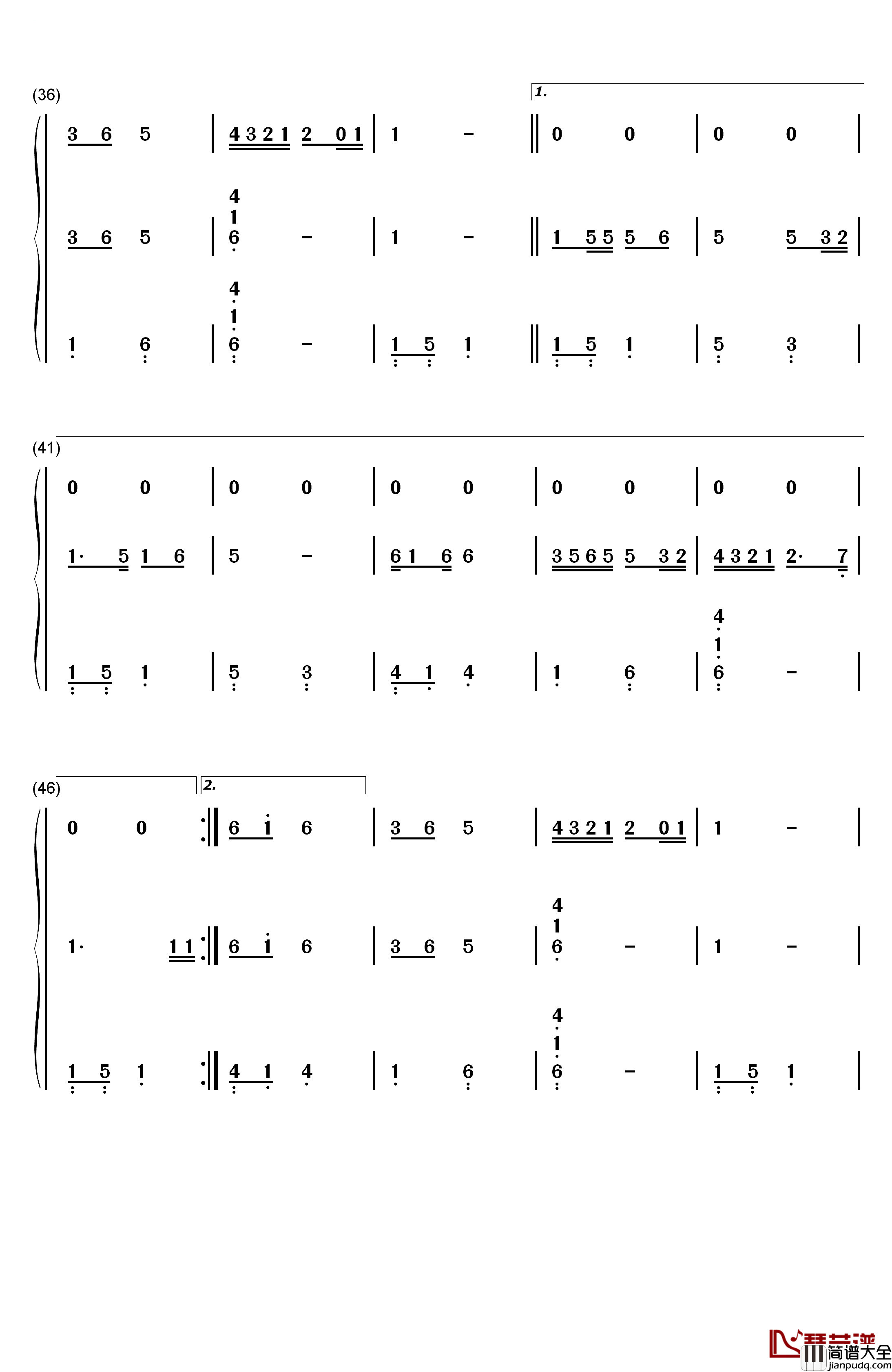 金色童年钢琴简谱_数字双手_杨烁