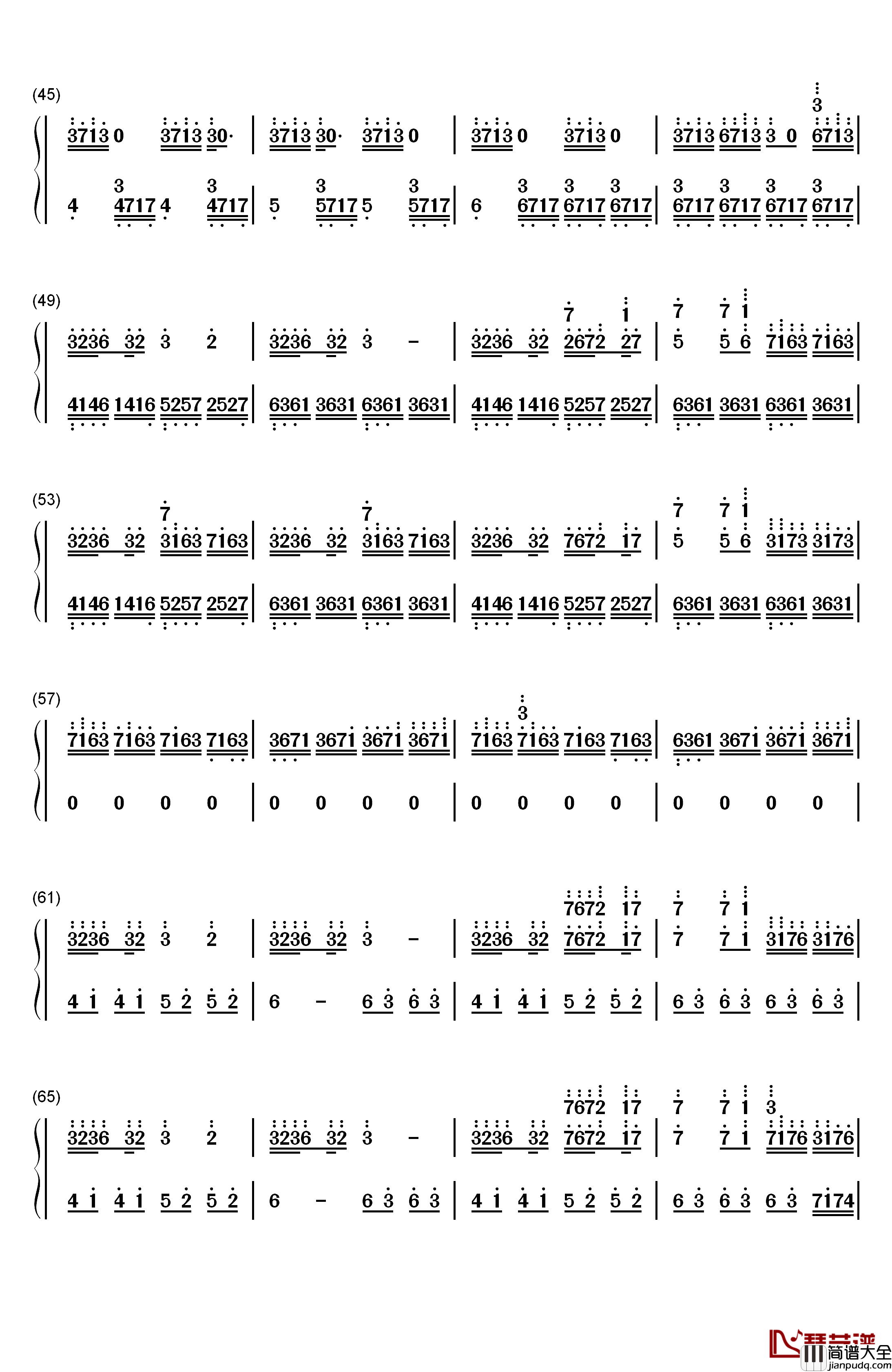 情书钢琴简谱_数字双手_Okawari