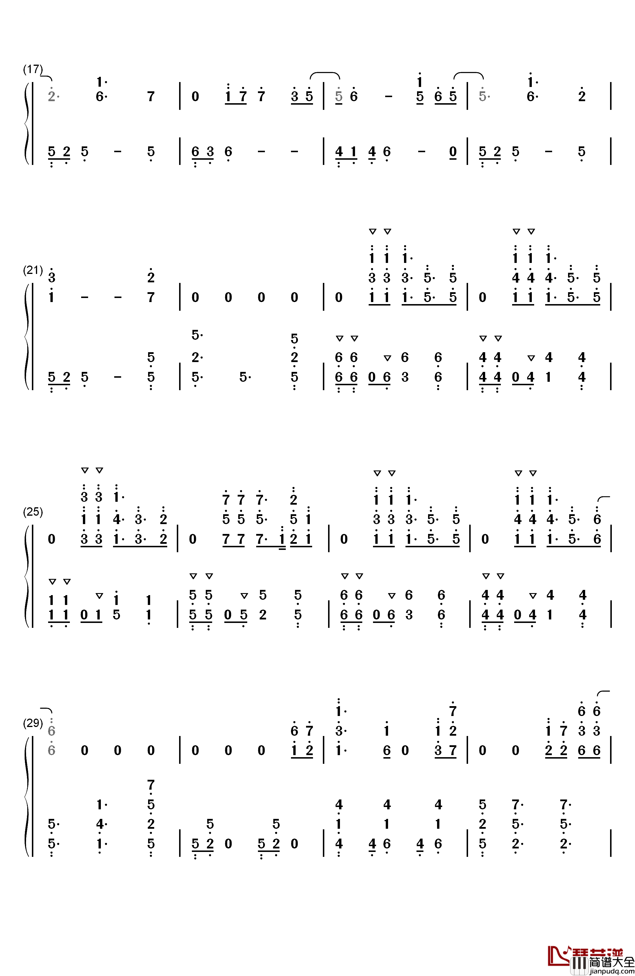 荣耀再临钢琴简谱_数字双手_大胆音组