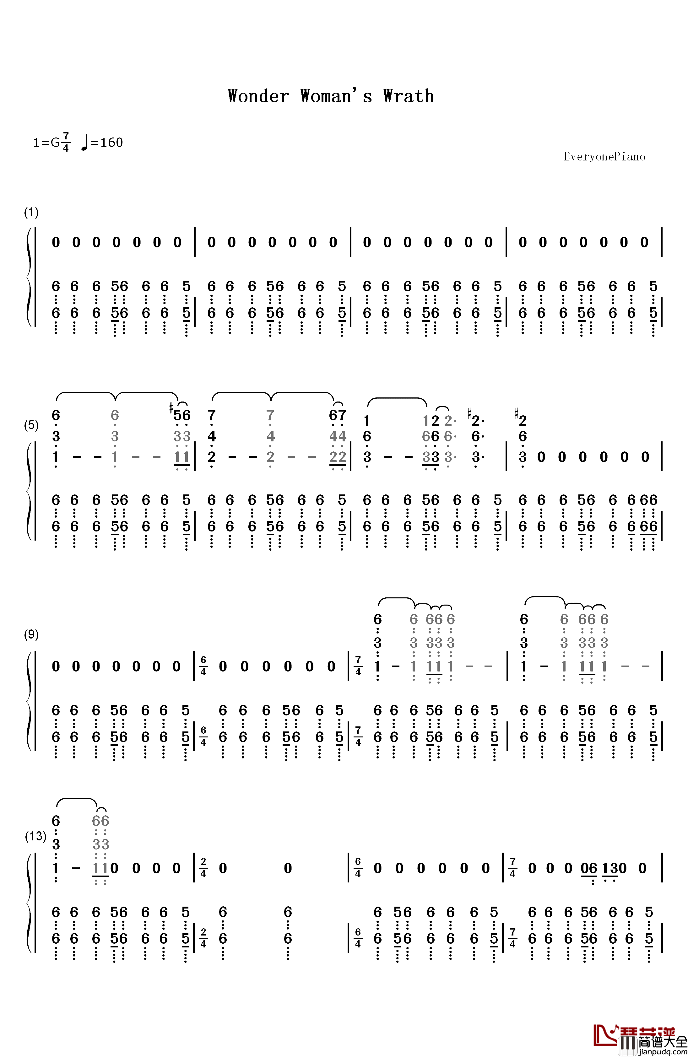 Wonder_Woman's_Wrath钢琴简谱_数字双手_Rupert_Gregson_Williams