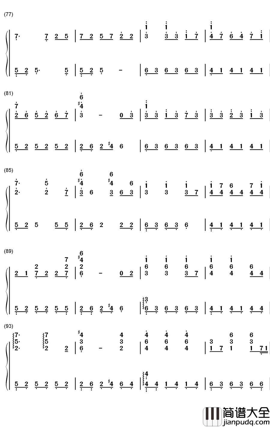 Fear_Not_This_Night钢琴简谱_数字双手_吉克隽逸