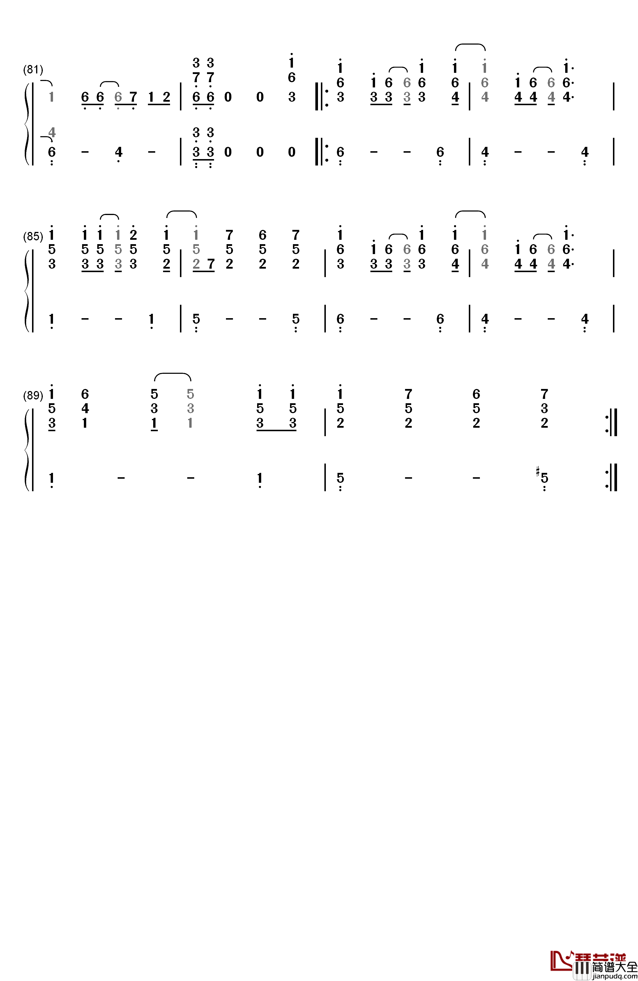 没离开过钢琴简谱_数字双手_林志炫