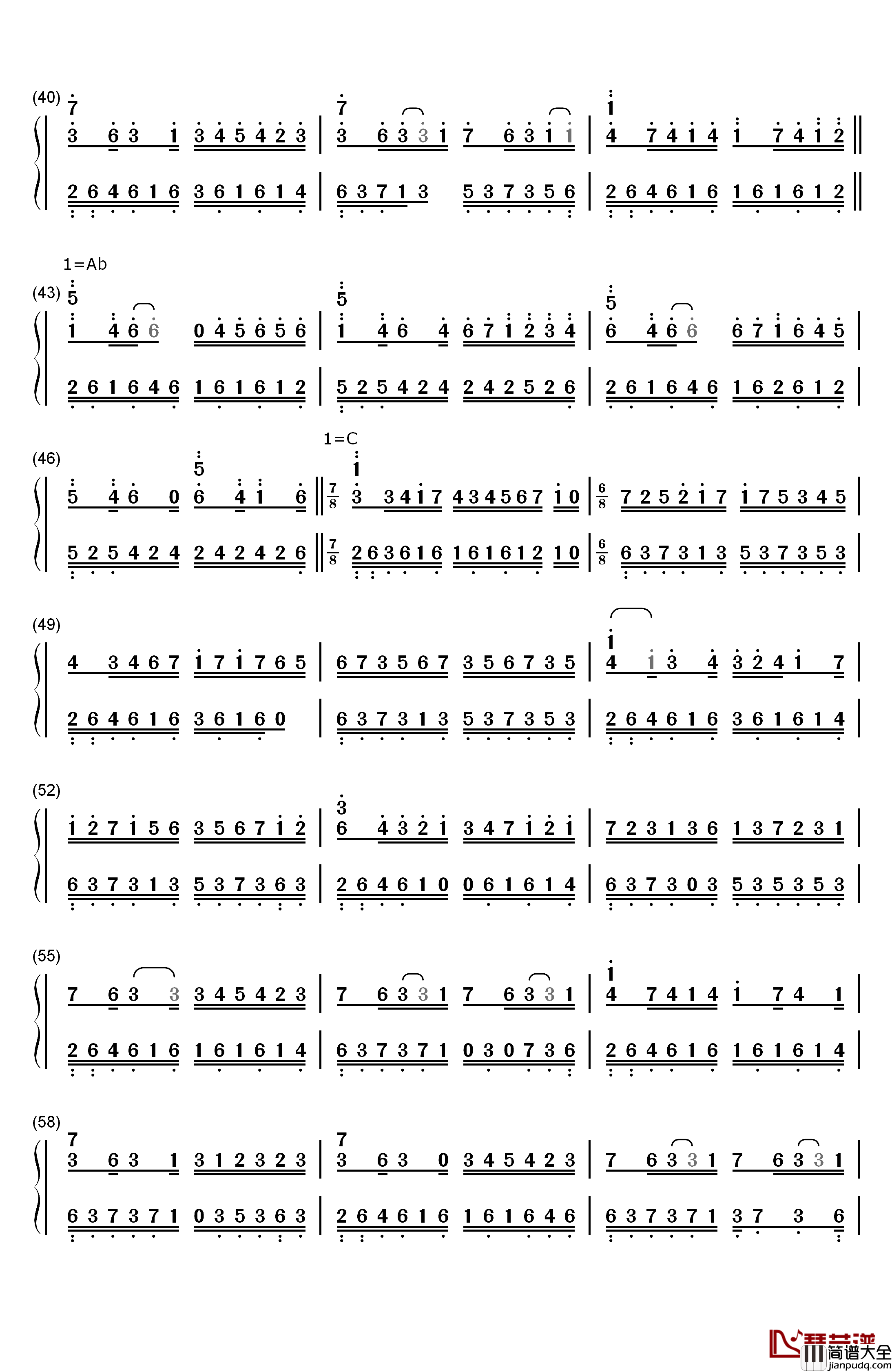 前声音钢琴简谱_数字双手_李闰珉