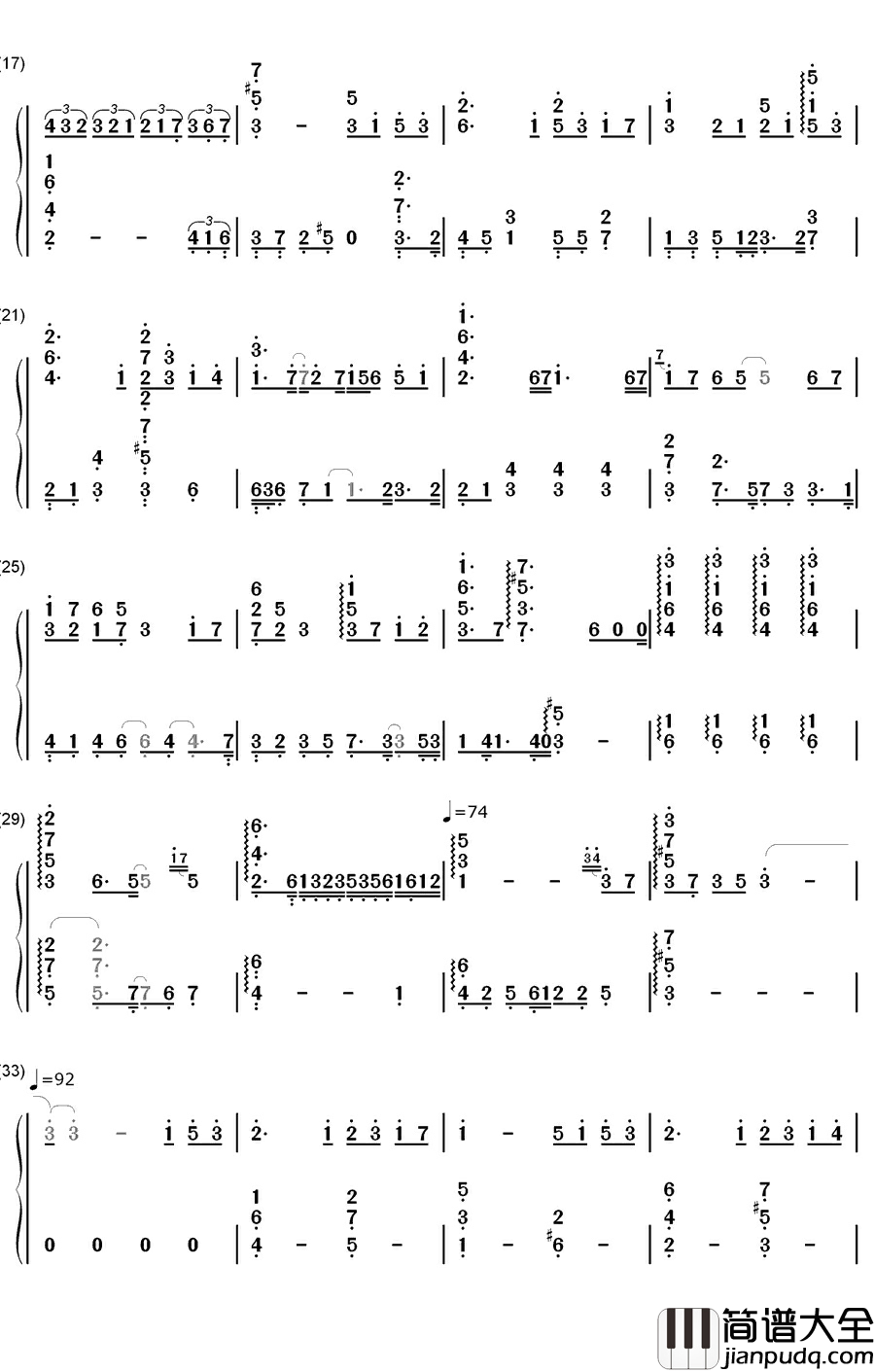 I_will钢琴简谱_数字双手_Chelsy