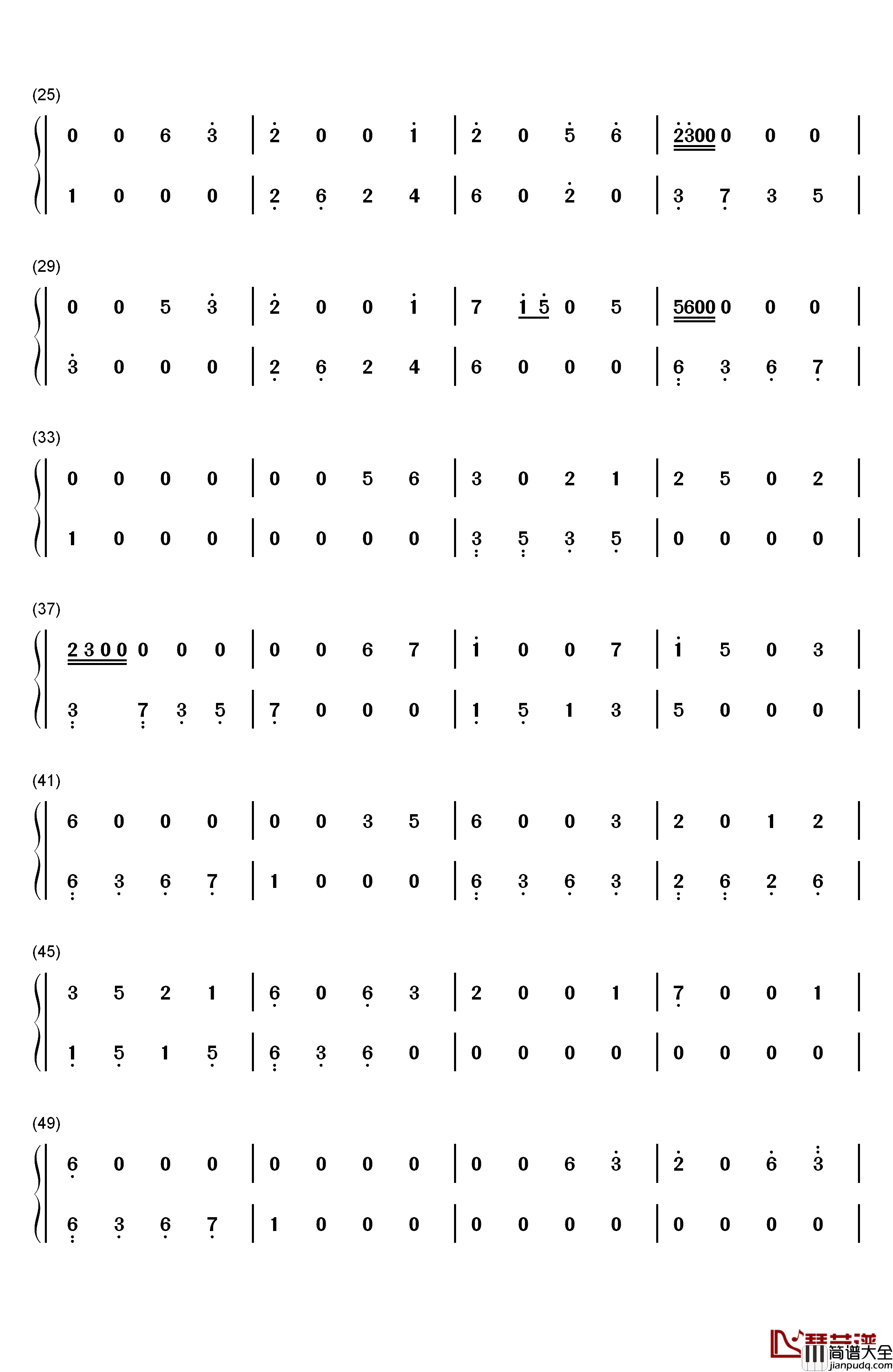 琪琪的冬天钢琴简谱_数字双手_琴光kelly