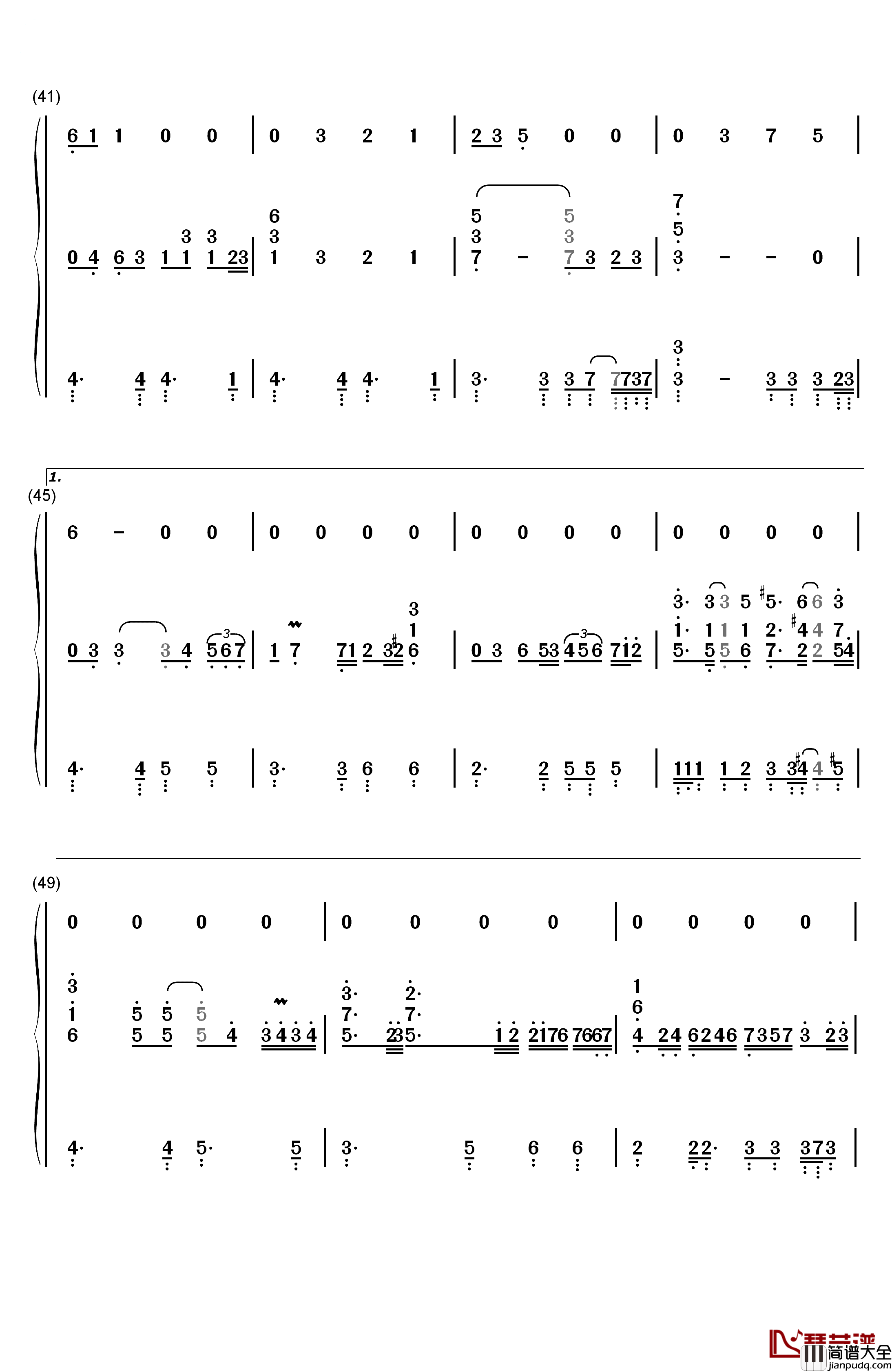 素敌だね钢琴简谱_数字双手_中野律纪（RIKKI）