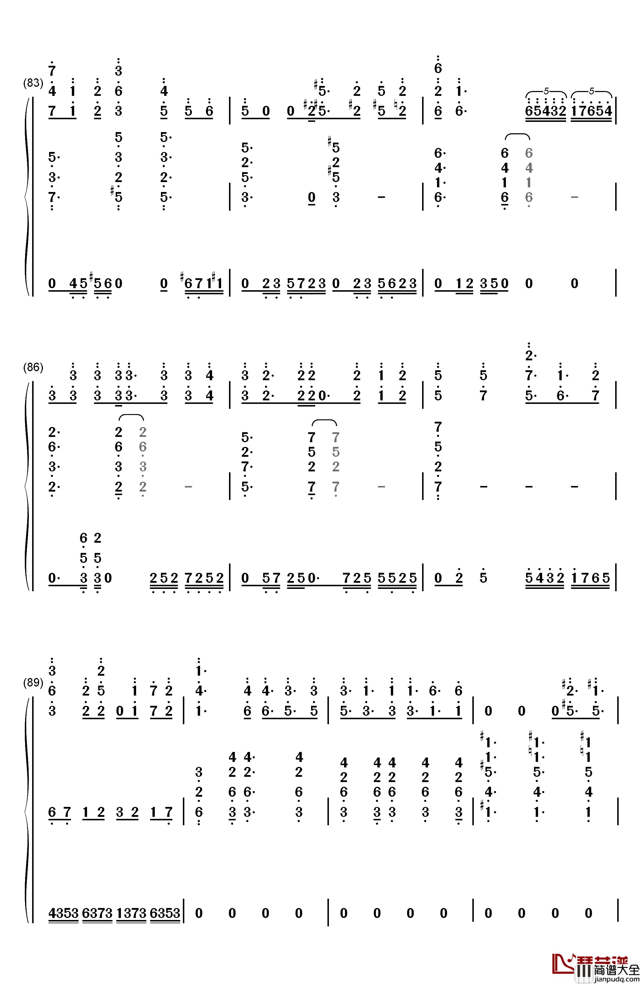 星を辿れば钢琴简谱_数字双手_大原ゆい子