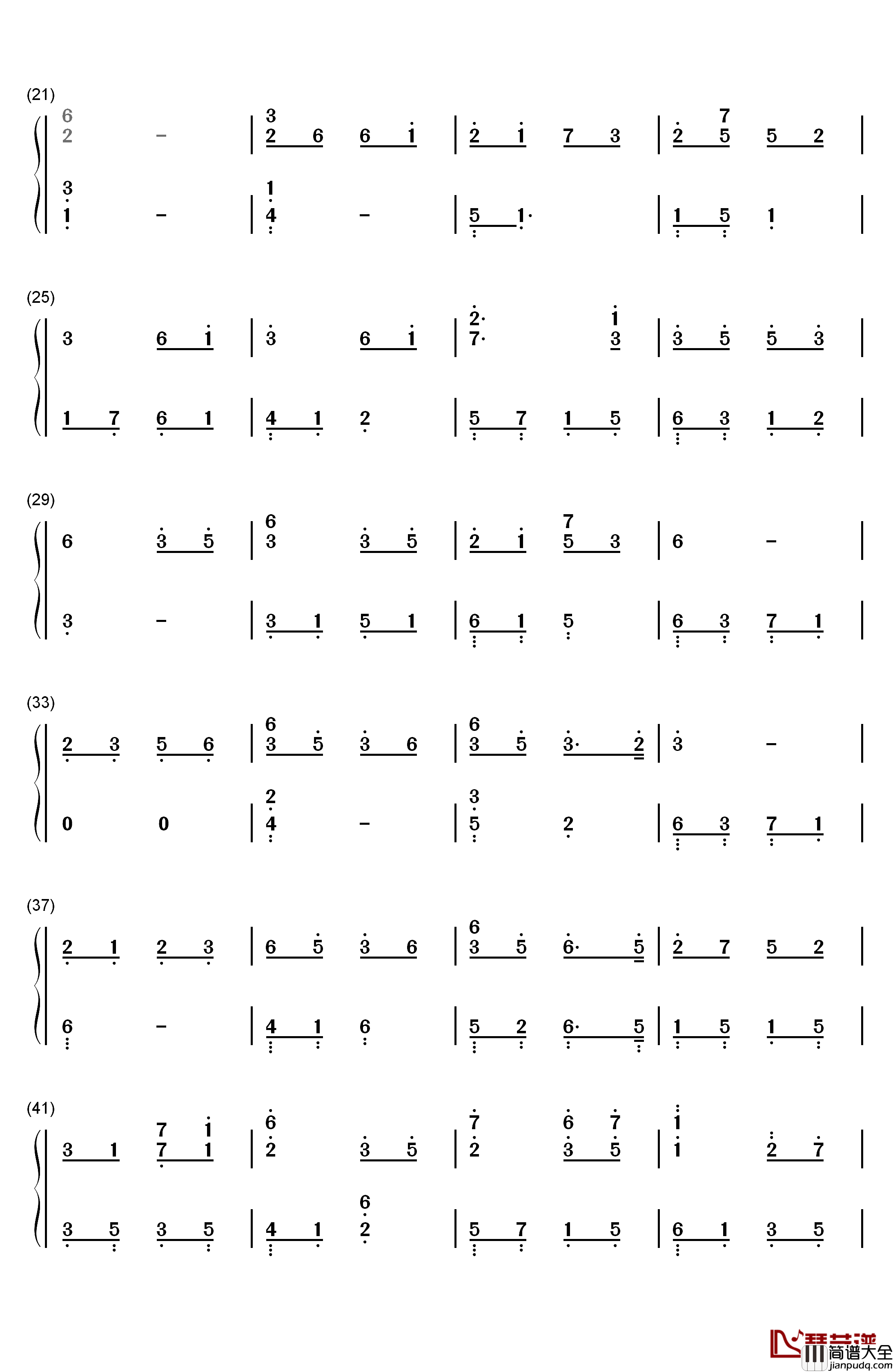 爱殇钢琴简谱_数字双手_董贞