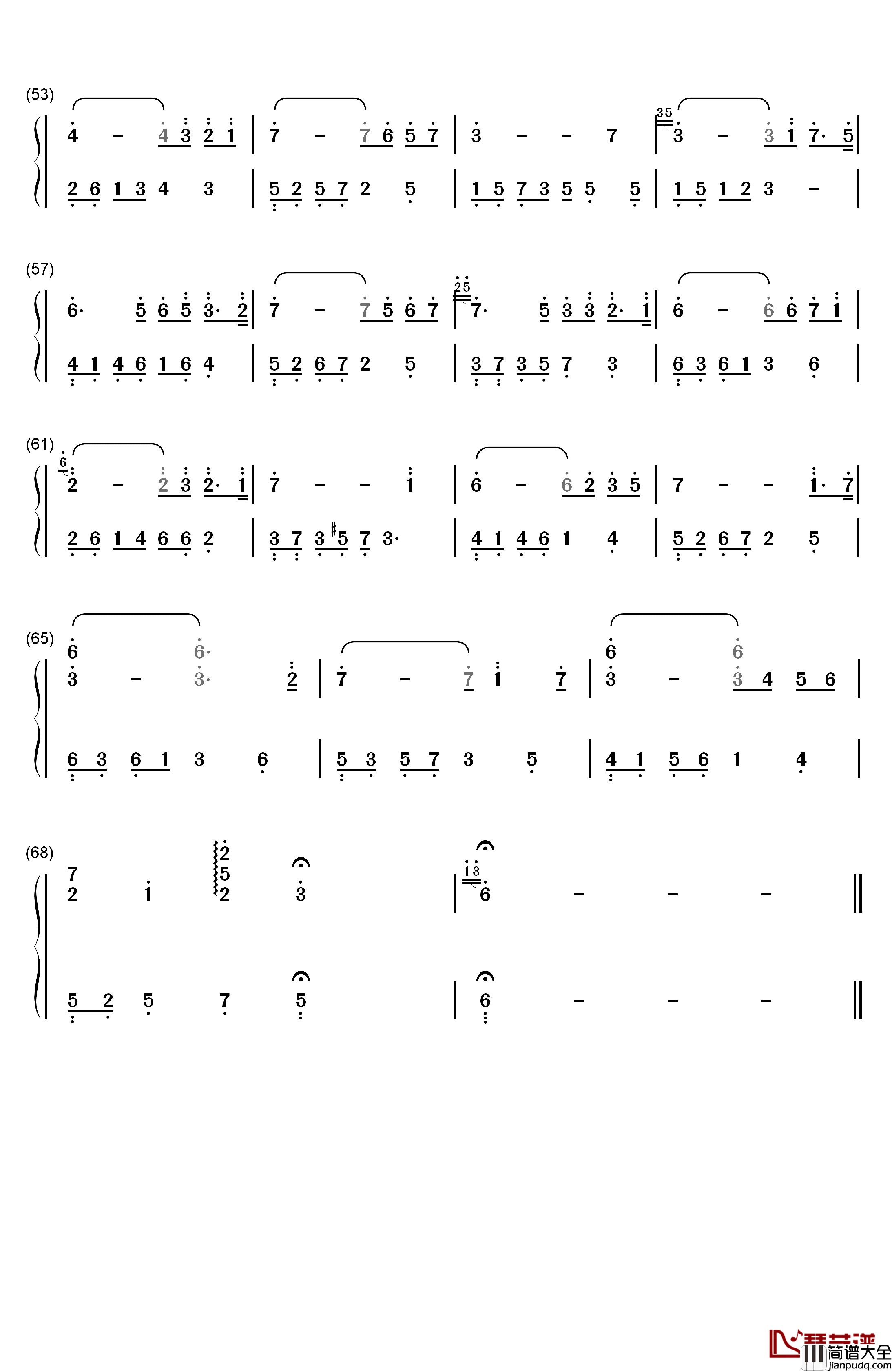 恍若如梦钢琴简谱_数字双手_石进