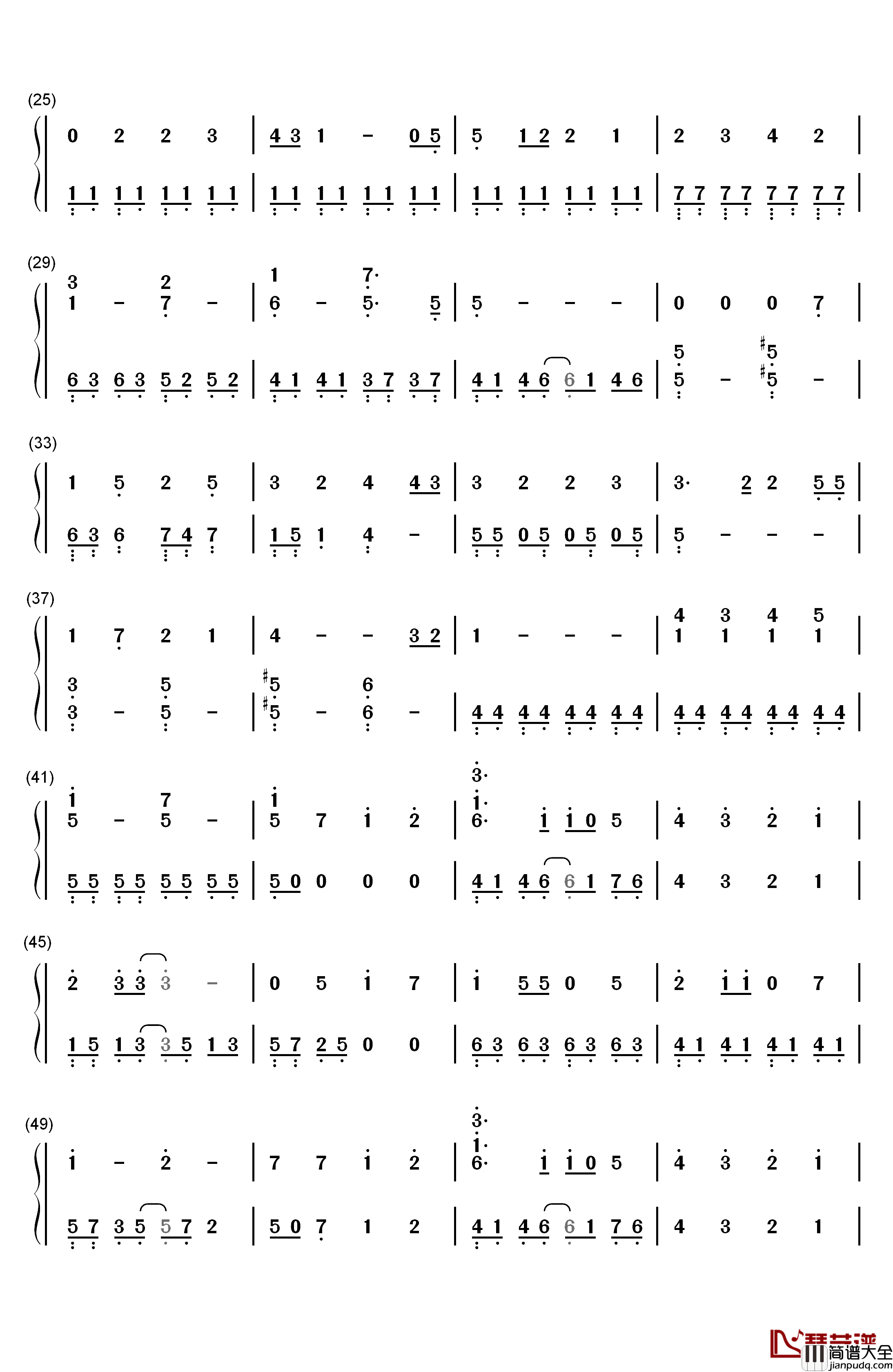 メルト（Melt）钢琴简谱_数字双手_初音ミク