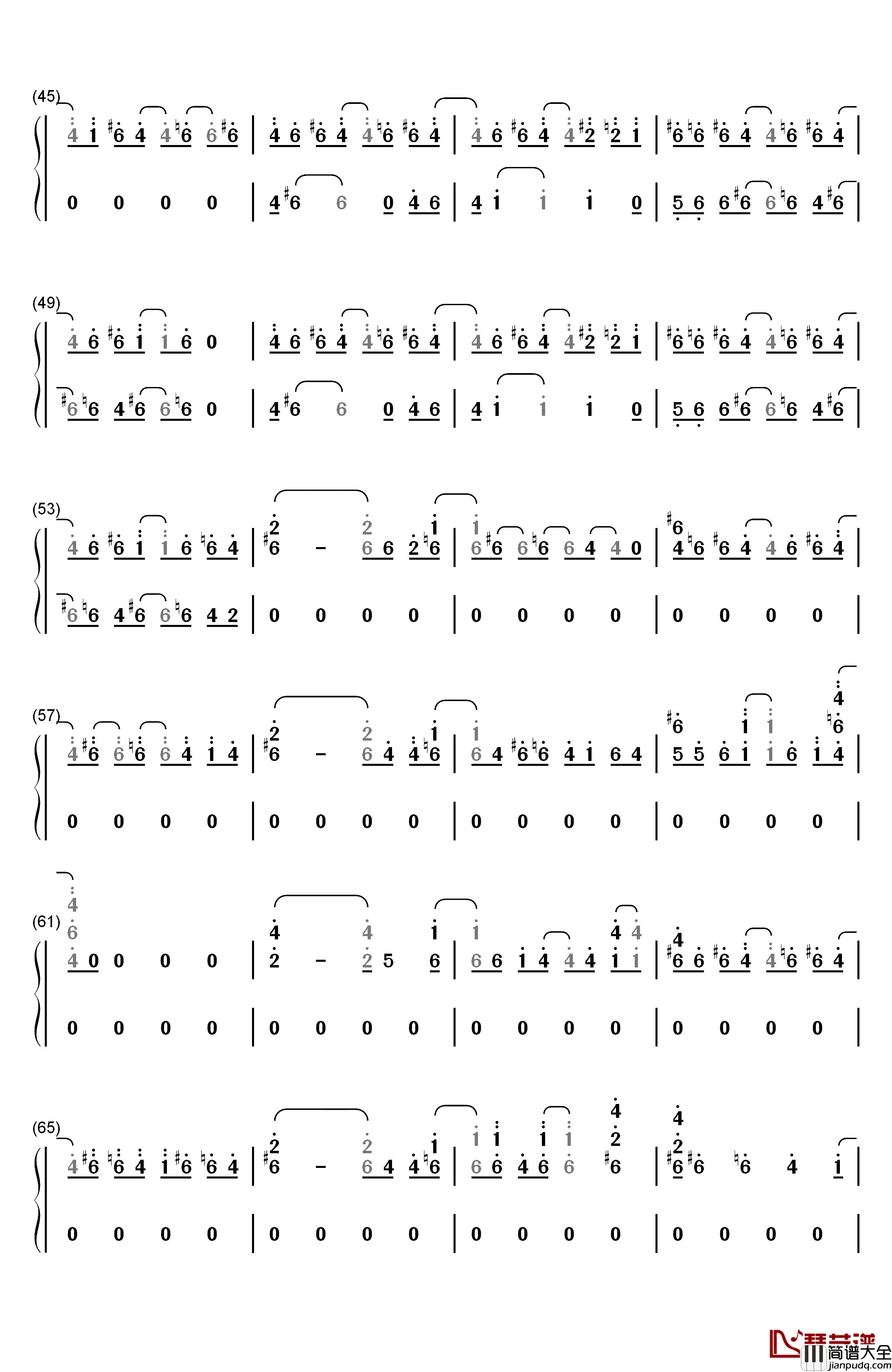 Loveless钢琴简谱_数字双手_山下智久