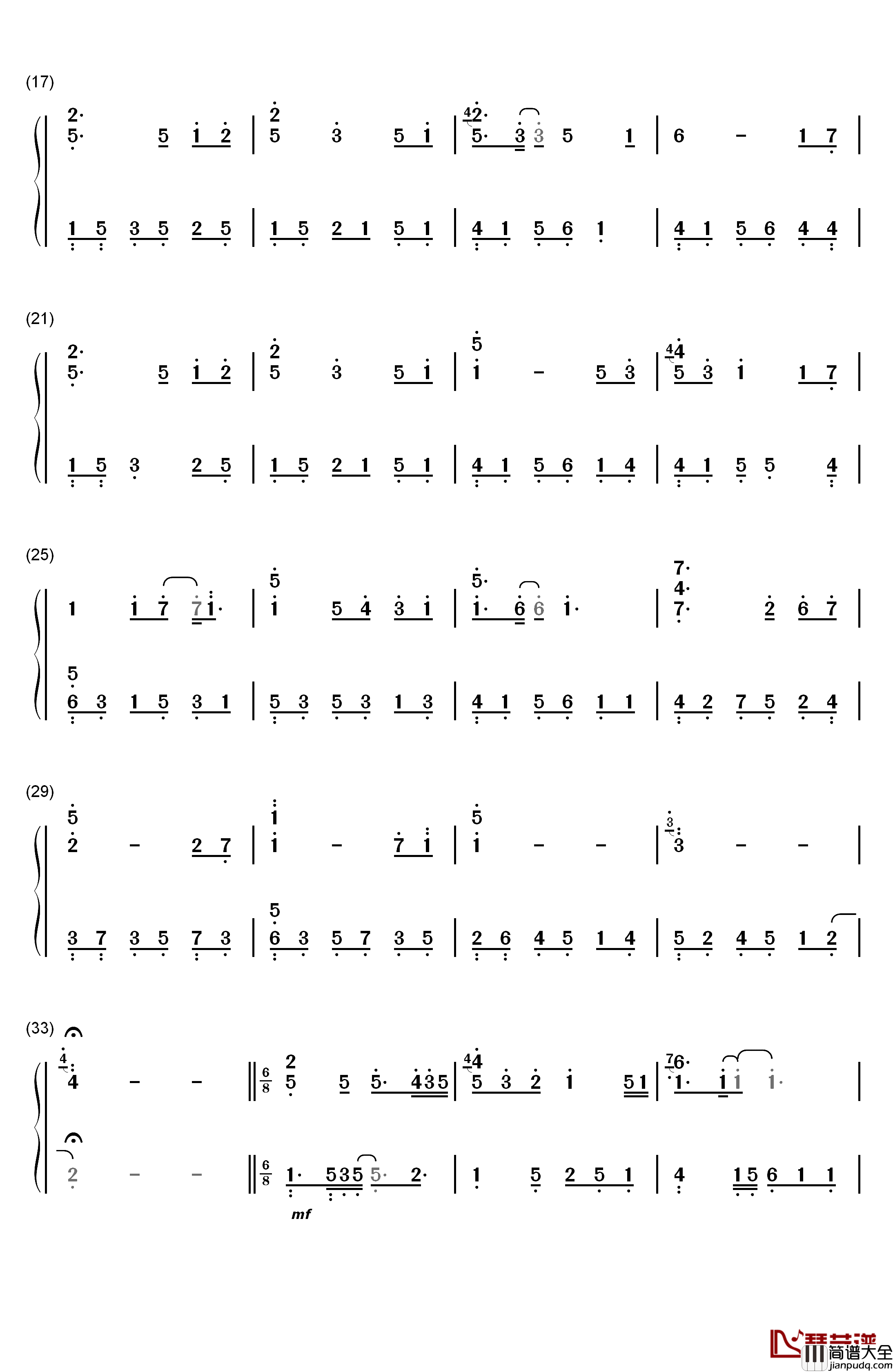 Love钢琴简谱_数字双手_李闰珉