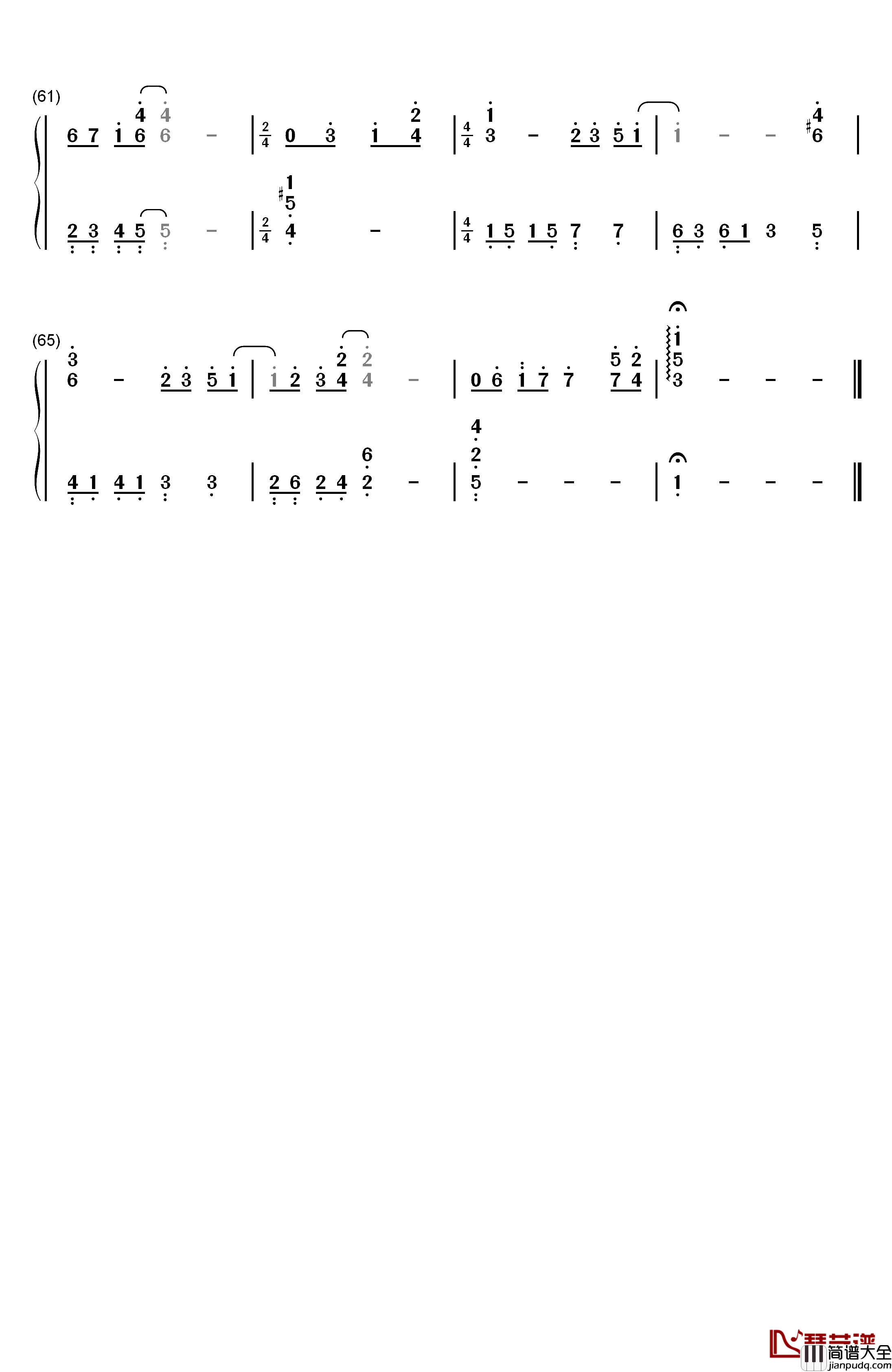 非你莫属钢琴简谱_数字双手_TANK