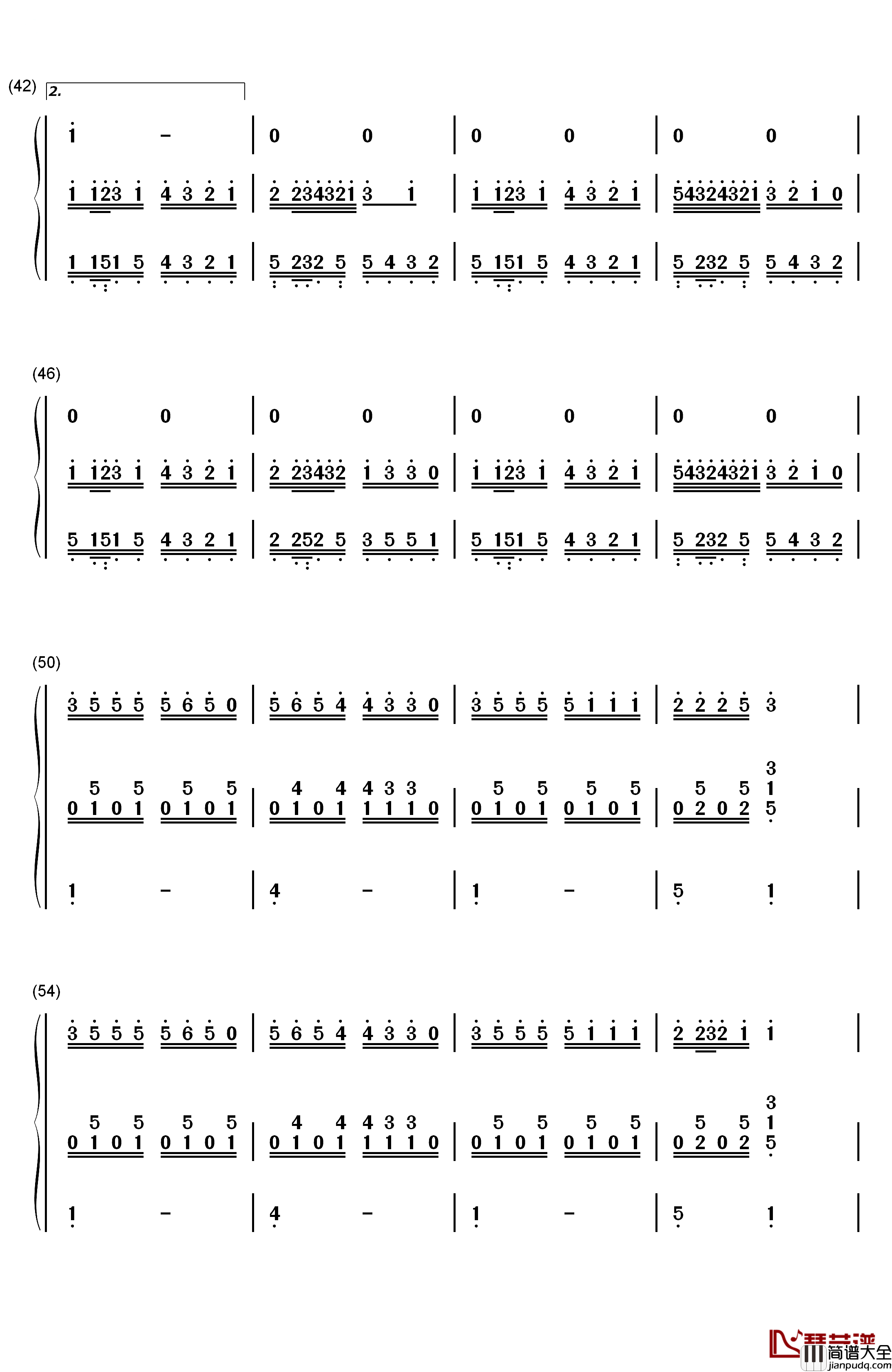 香水百合钢琴简谱_数字双手_张韶涵