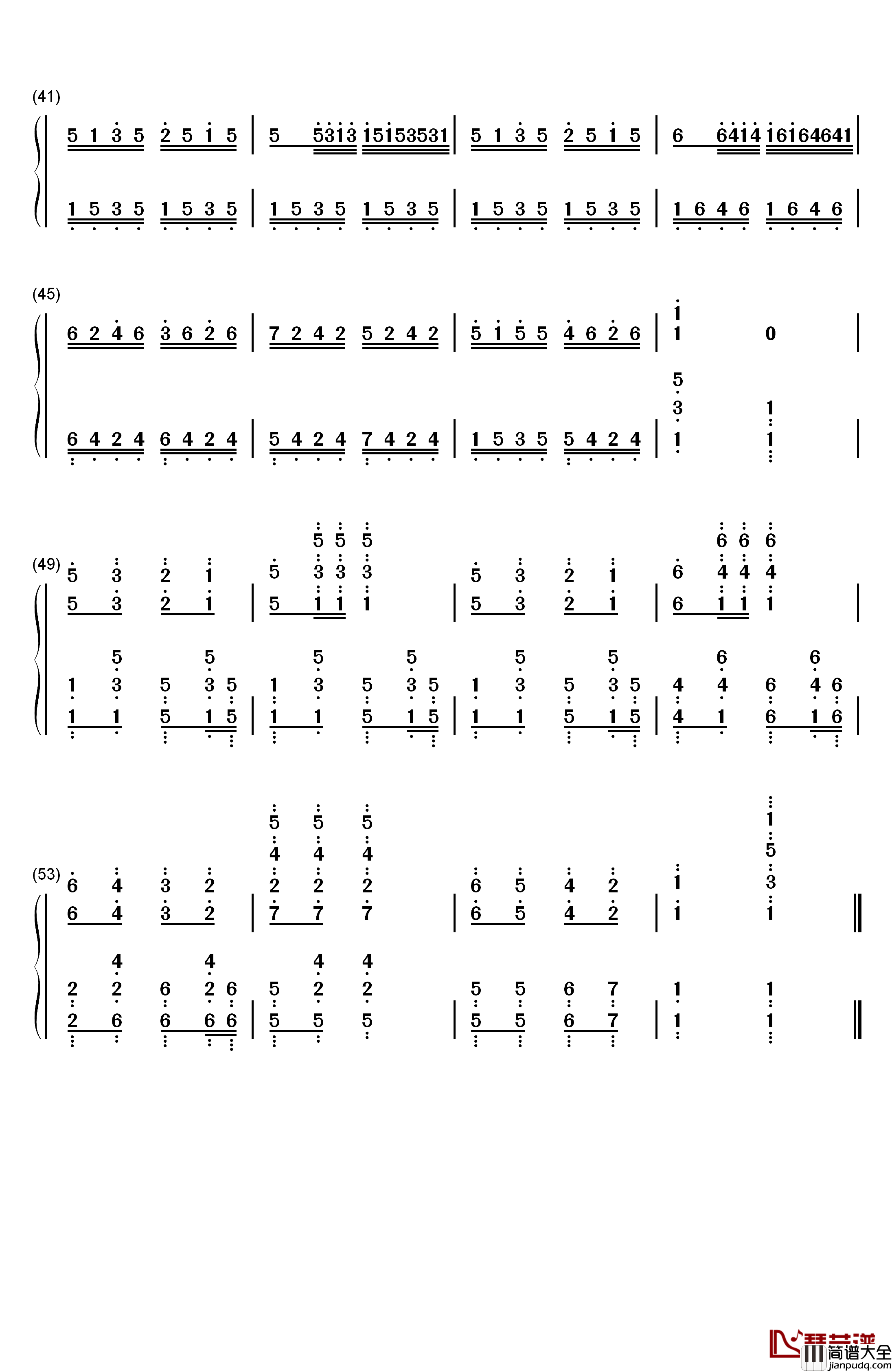 铃儿响叮当钢琴简谱_数字双手_James_Lord_Pierpont